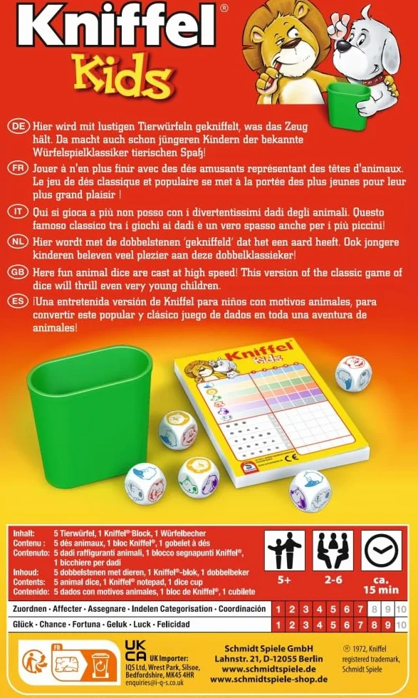 Schmidt Kniffel Kids, Gioco, 19.00 x 27.50 x 6.70 cm, Colore Multicolore, 51245