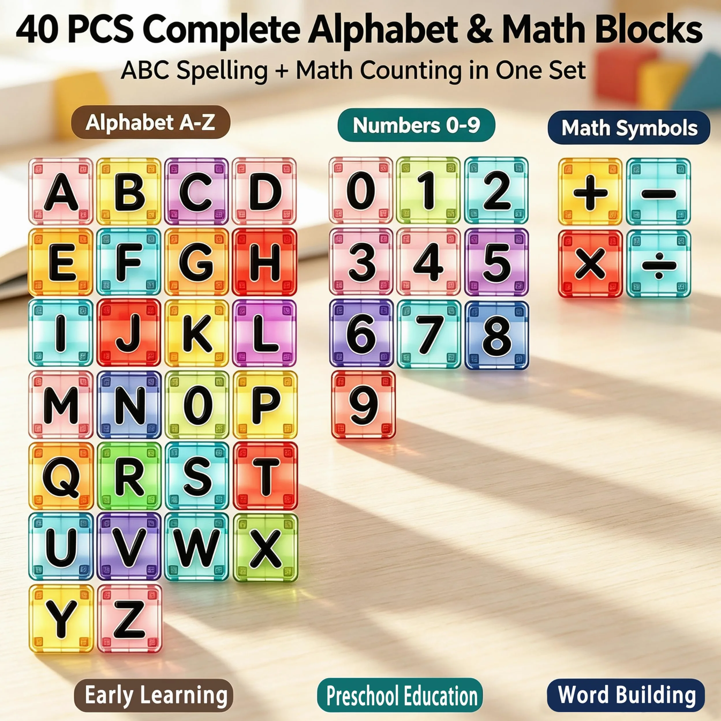 Lettere e numeri magnetici per bambini, set di 40 magneti educativi dell'alfabeto con custodia in latta di alta qualità, perfetti per bambini dai 3 agli 8 anni per imparare l'ortografia