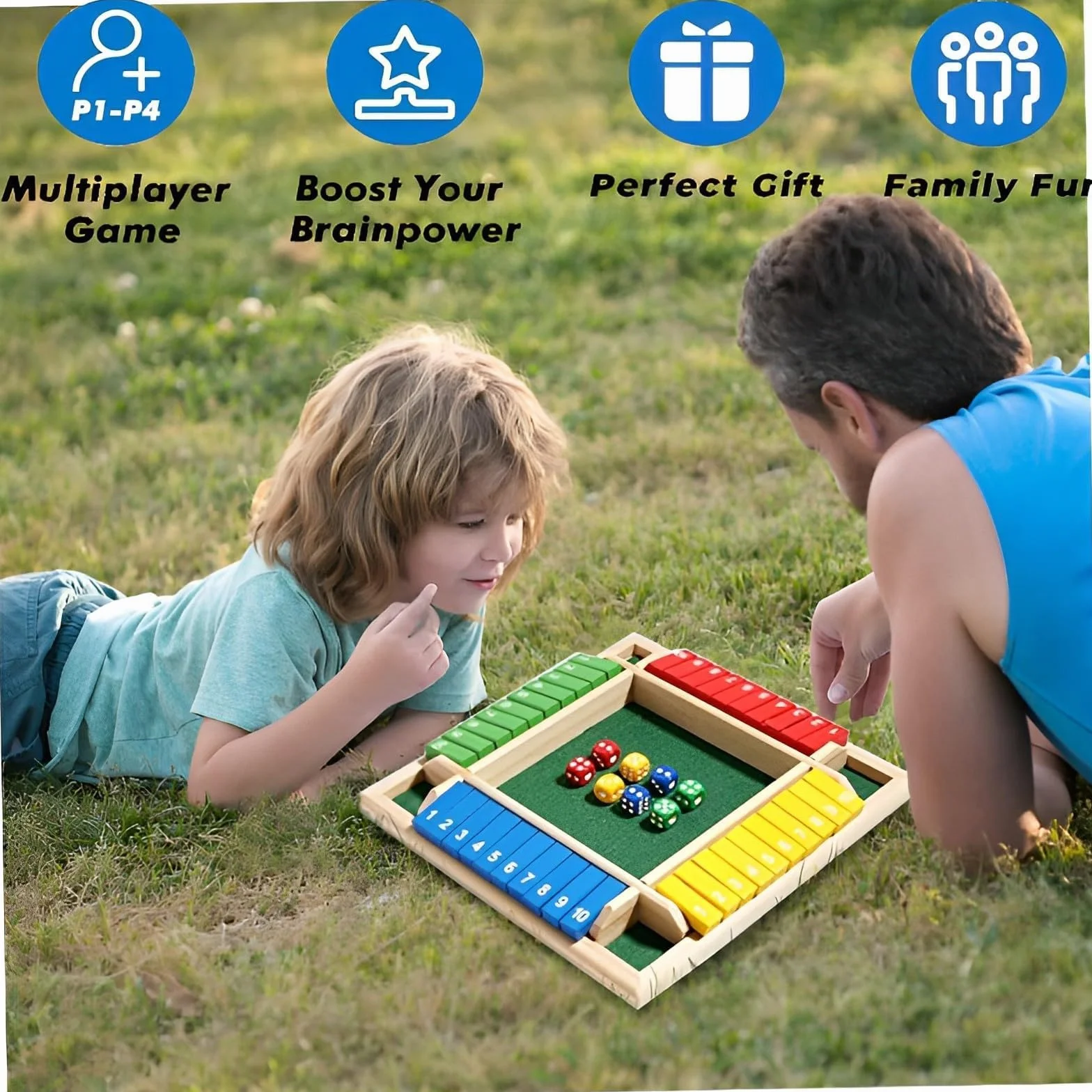 Shut the box 2-4 giocatori giochi da tavolo, gioco da tavolo in legno con 8 dadi, gioco dei dadi in scatola, giochi di matematica,per bambini adulti,classe familiare o bar