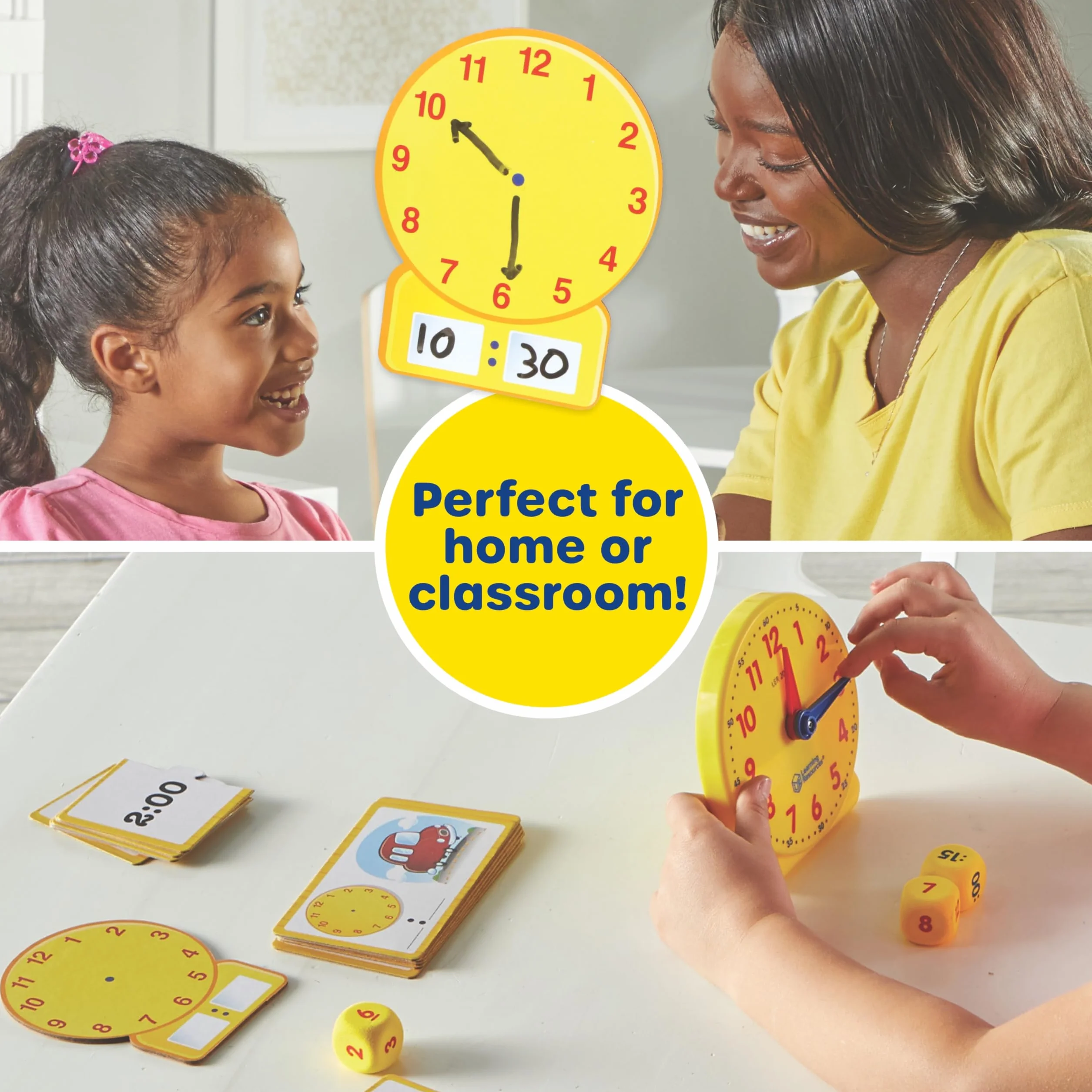 Learning Resources Set attività Sull’Ora – Gioco Educativo con 41 Pezzi per Bambini 5+, Impara a Leggere l’Orologio Analogico e Digitale con Carte e Orologi Didattici