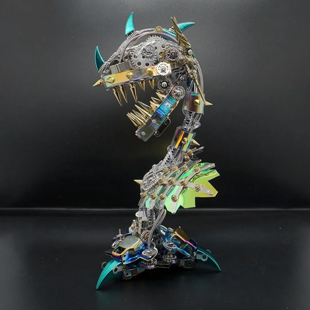 Puzzle 3D in metallo Piranha pianta fiore per adulti, kit modello di assemblaggio di piante steampunk, 770 pezzi + puzzle 3D meccanici fai da te, difficoltà media da montare