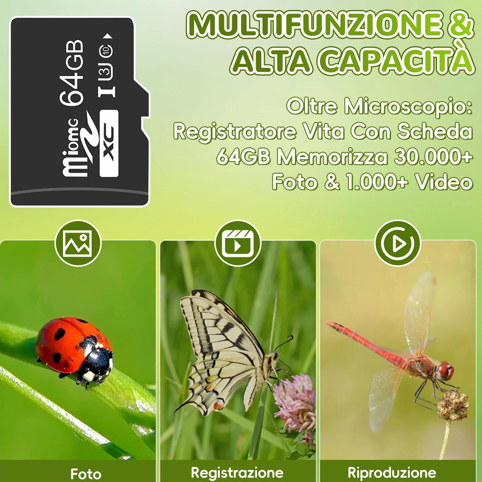 Charmofun Microscopio Bambini, Microscopio Digitale con Scheda di Memoria da 64GB, Microscopios Portatile Bambini con Schermo LCD 4", Ingrandimento 1600X, Foto e Video, Funzione Portatile e Fissa