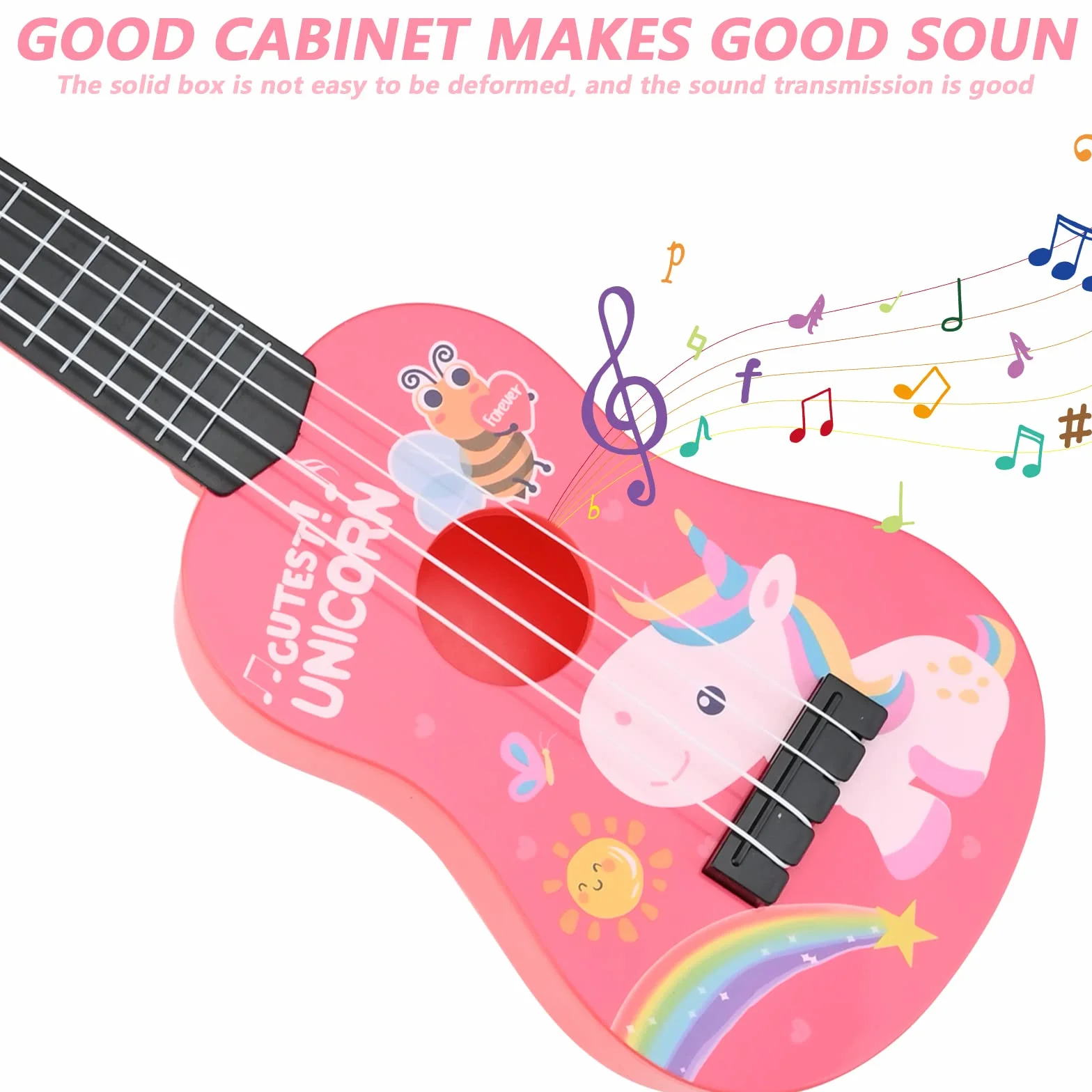Ukulele Soprano 42 cm, Strumento Musicale Classico con 4 Corde Regolabili
