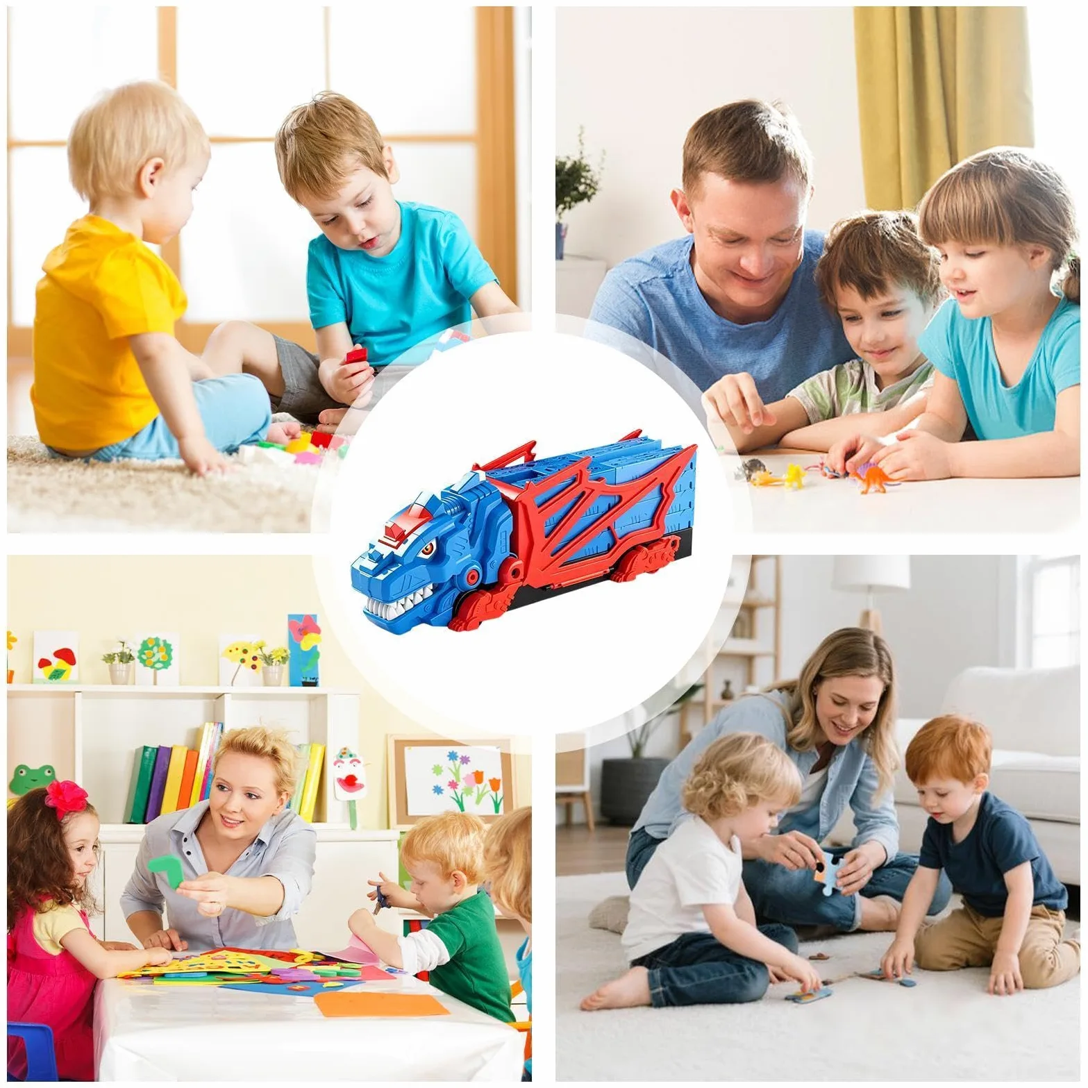 Pista Auto Dinosauri Da Corsa Veicoli Playset Interattivo Flessibile Fai Da | Set Giocattolo Pista Dinosauri Con Veicoli Per Bambini Maschi Asilo all'aperto e al chiuso Giardino Casa Compleanno