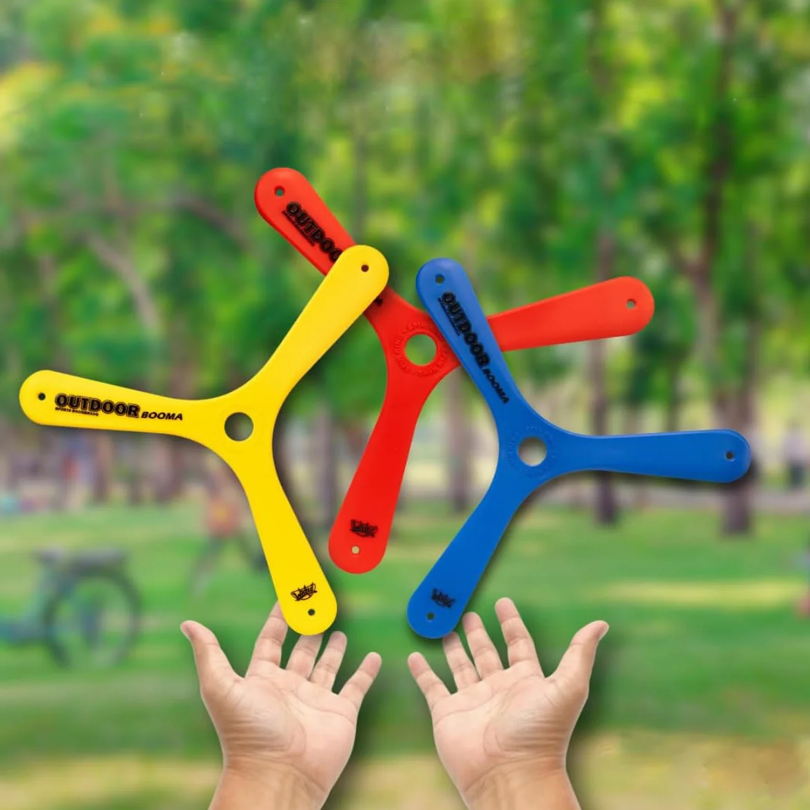l&j Boomerang Aerodinamico in Polimero Ultraresistente – Ritorno Preciso, Lungo Raggio 15-20 Metri – Leggero, Flessibile, per Esterni, Adatto a Principianti e Esperti, Perfetto per Adulti e Ragazzi