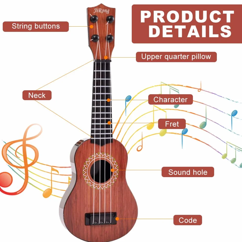 Ukulele giocattolo per bambini 36cm 4 corde regolabili strumento musicale educativo regali