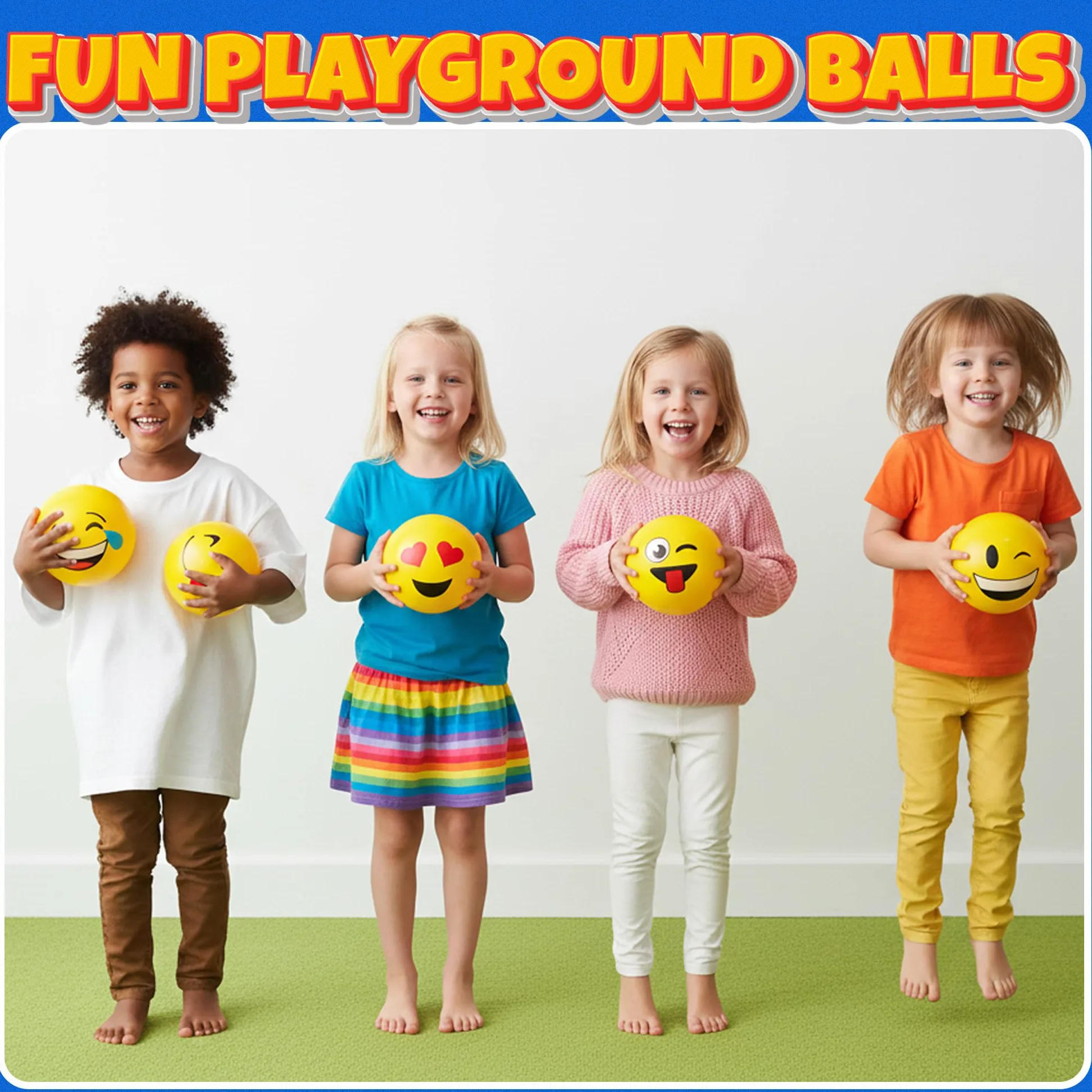 Palline rimbalzanti per viso felice da 8,5 pollici o 5 pollici per bambini e bambini piccoli, palline gialle da patio con 5 disegni divertenti, regali di palla leggera per ragazzi e ragazze dai 3 ai 5