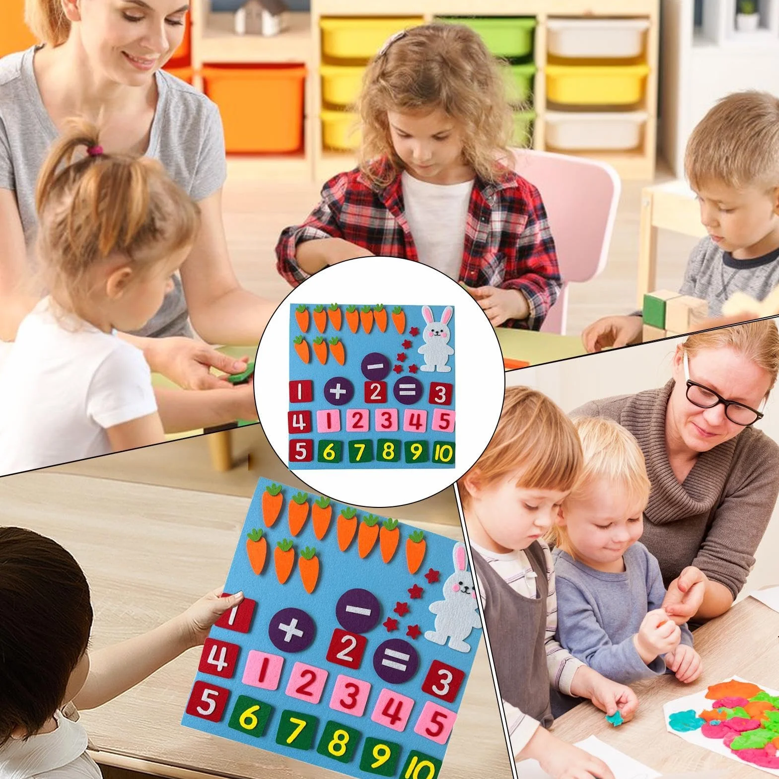 Tabella in feltro – Conteggio e sottrazione – Tavola in feltro – Tabella in feltro con numeri per i bambini – Giocattolo educativo per la matematica