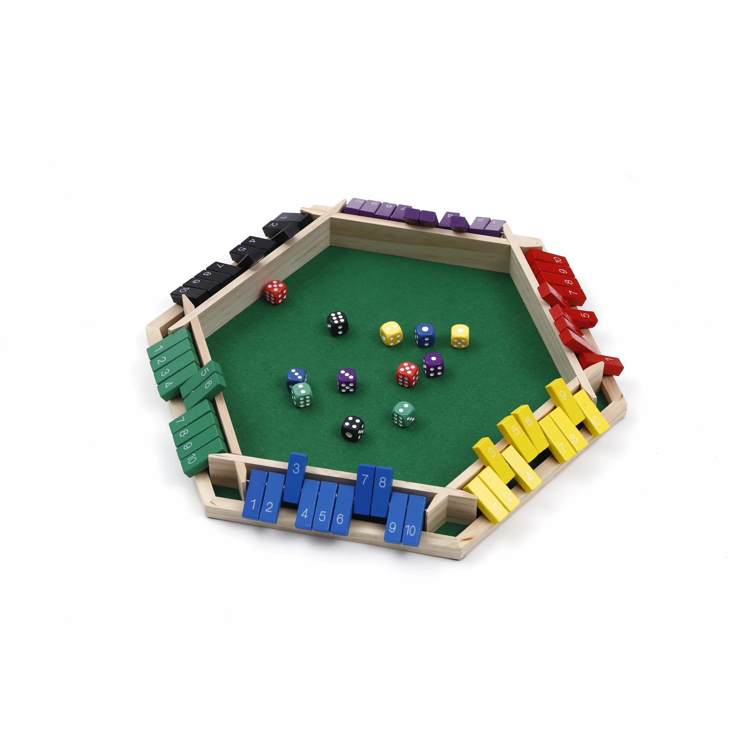 Flero Shut The Box - Set di dadi a 6 giocatori, tattica e gioco di calcolo (multicolore)