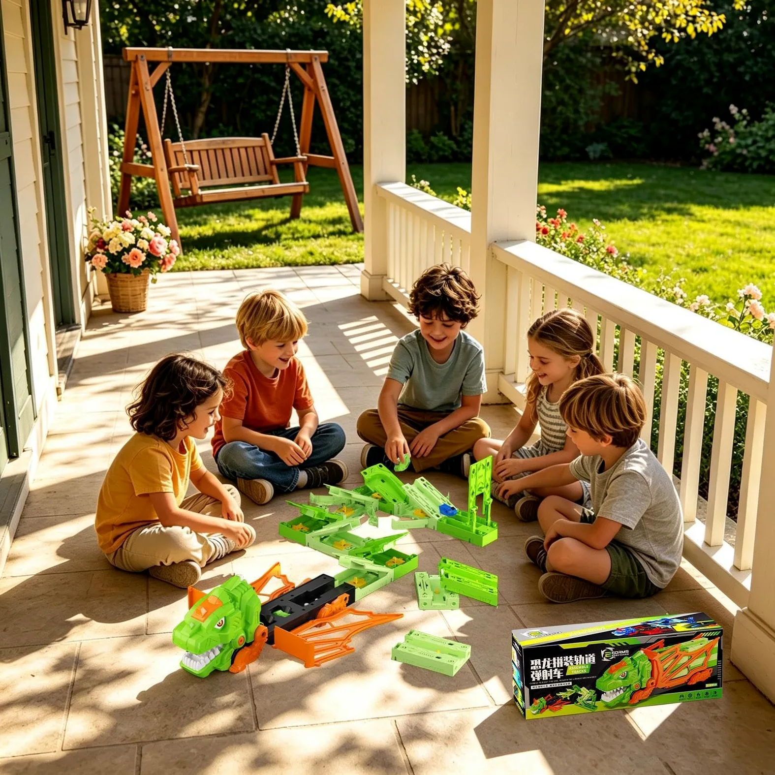 Pista Auto Dinosauri Da Corsa Veicoli Playset Interattivo Flessibile Fai Da | Set Giocattolo Pista Dinosauri Con Veicoli Per Bambini, Da Interno, Giardino, Casa, Regalo Di Compleanno E Viaggio