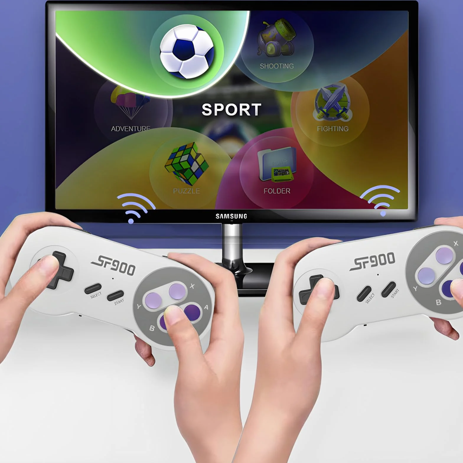 Console per Videogiochi Retrò,Console SF900,Console di Gioco USB Senza Fili,Scheda Integrata da 2.4 GB,Connessione Hdmi-Giochi Hd Nostalgici Retrò 5000