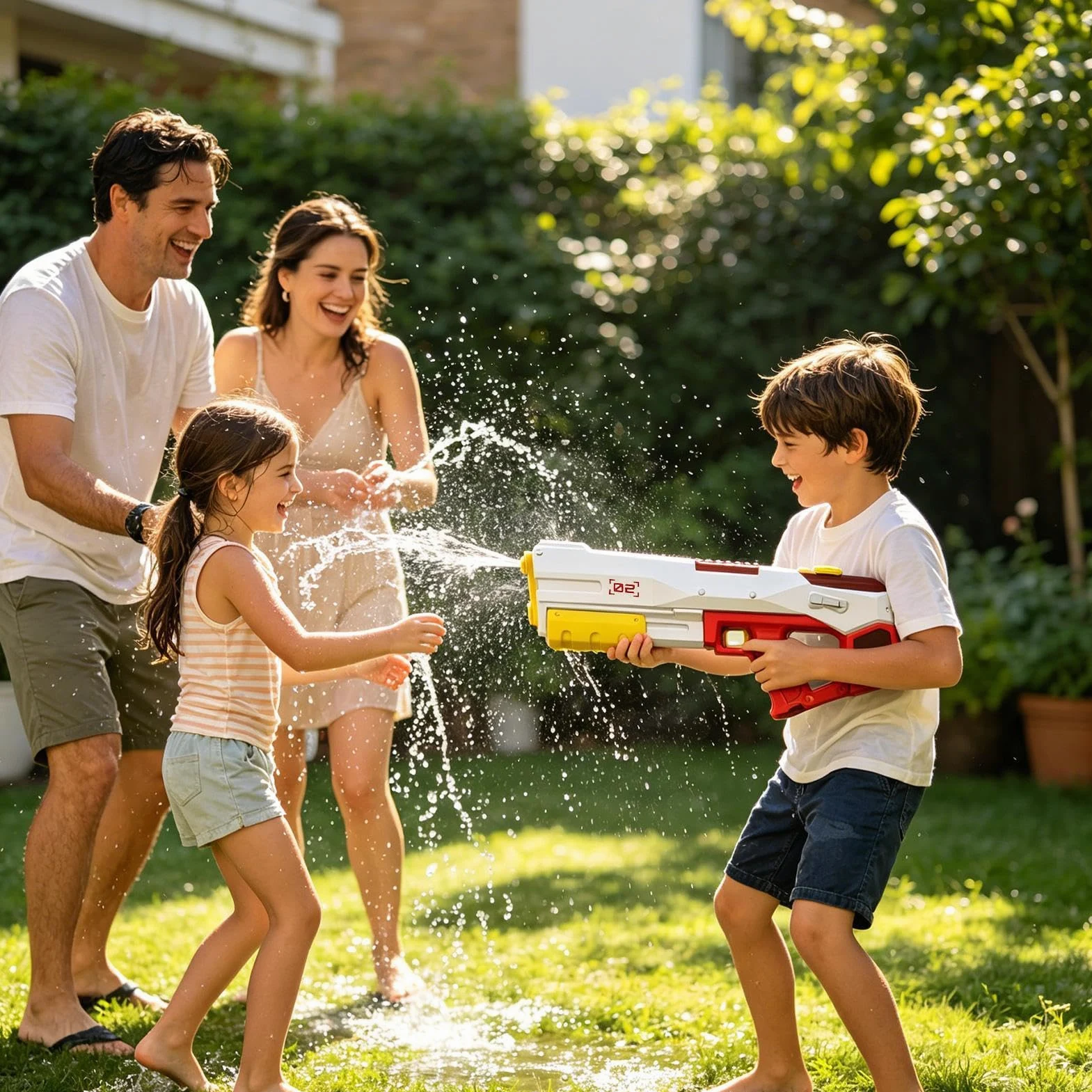 Pistola ad acqua per bambini Elettrica a Grande Capacità e Lunga Gittata | Giochi d'acqua per piscina esterna per Cortile, Spiaggia, Piscina, Viaggio, Vacanza, , Prato, Campeggio,