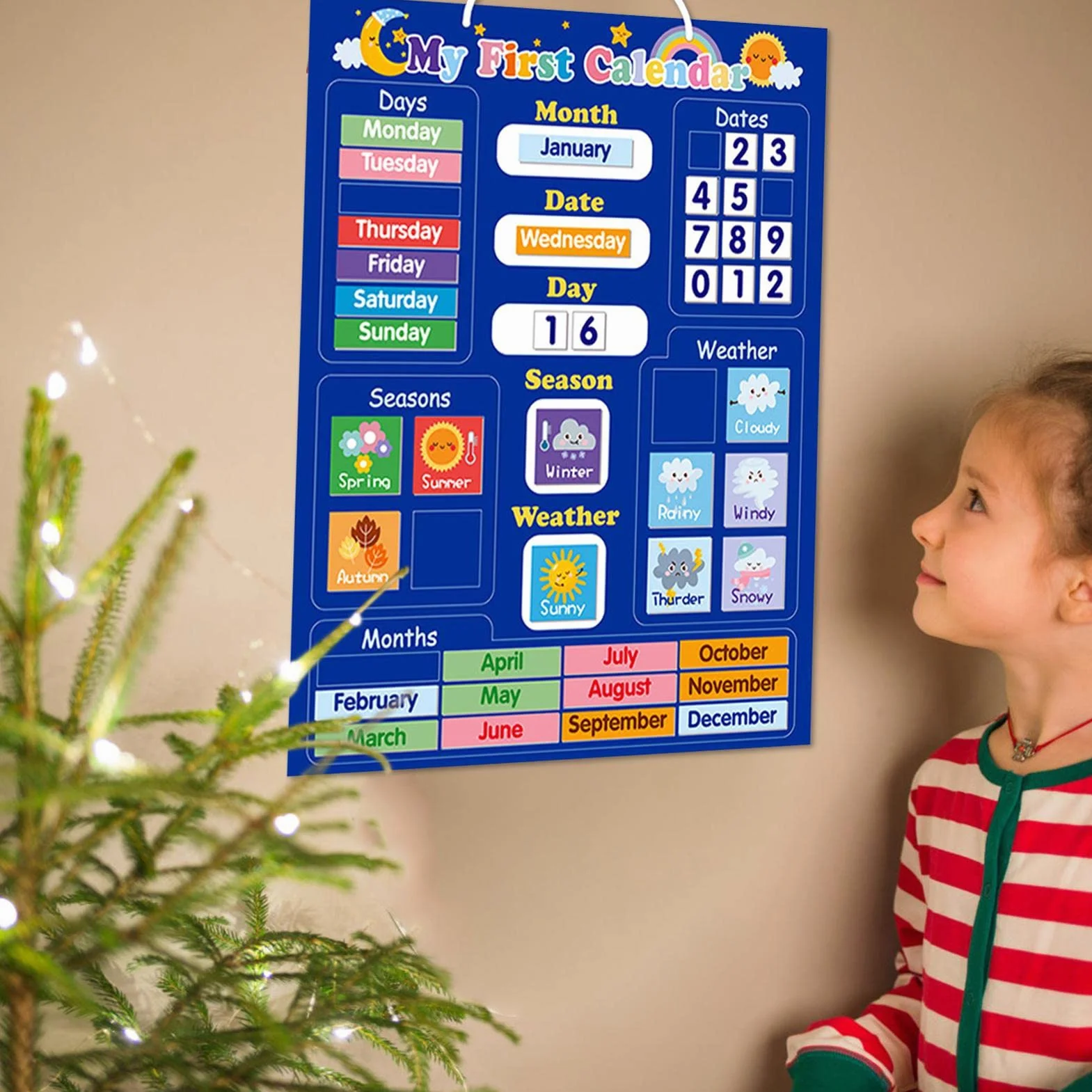 Calendario giornaliero magnetico Kids, primo calendario magnetico giornaliero, calendario per bambini per bambini Giorno del della settimana Bulletin Bulletin Time Bulletin Board