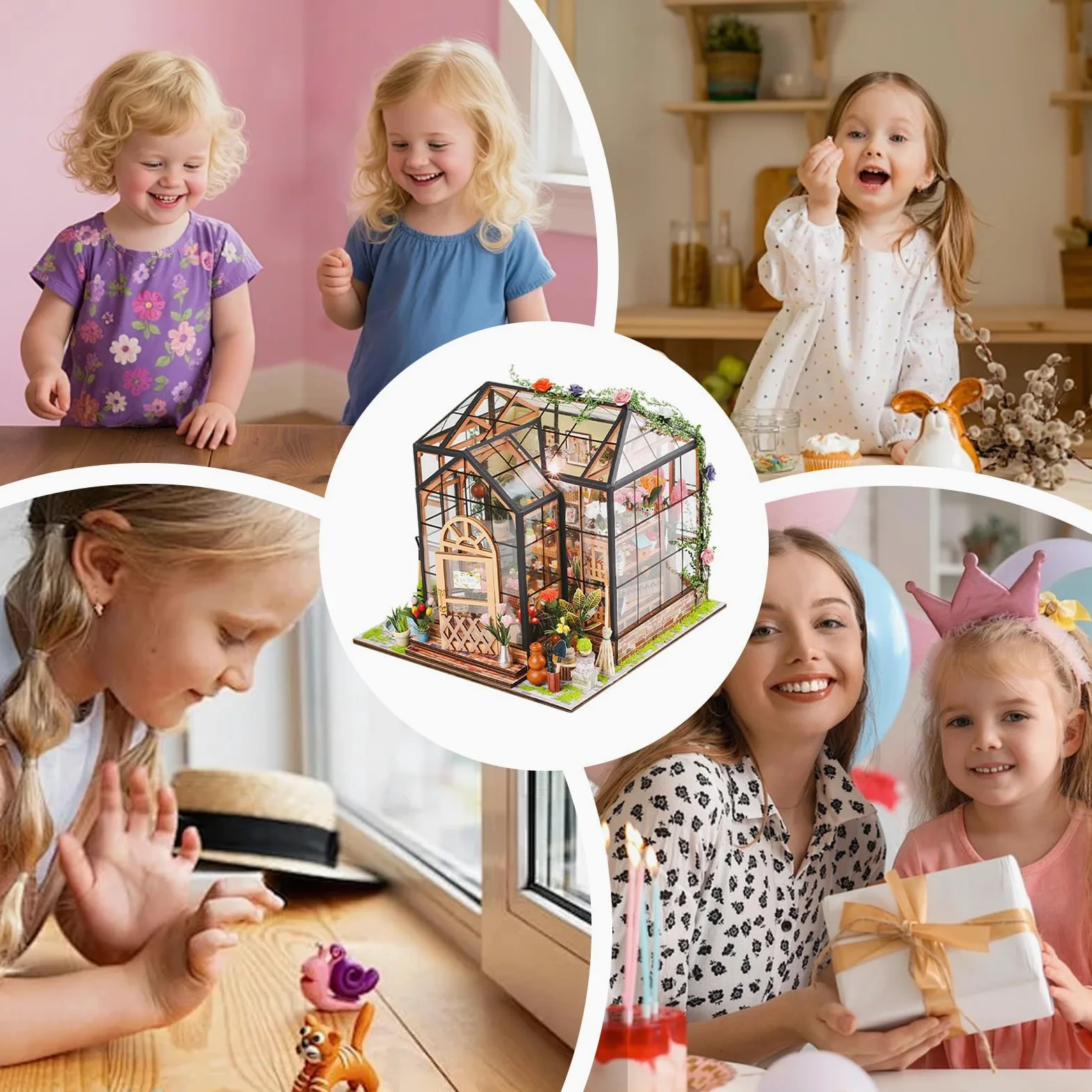 Kit Casa in Miniatura Artigianale 3D Serra in Legno Puzzle DIY | Kit Costruzione Serra con Mobili, Utensili e Colla Per Adulti, Progetti Decorazione Casa, Natale, Compleanno