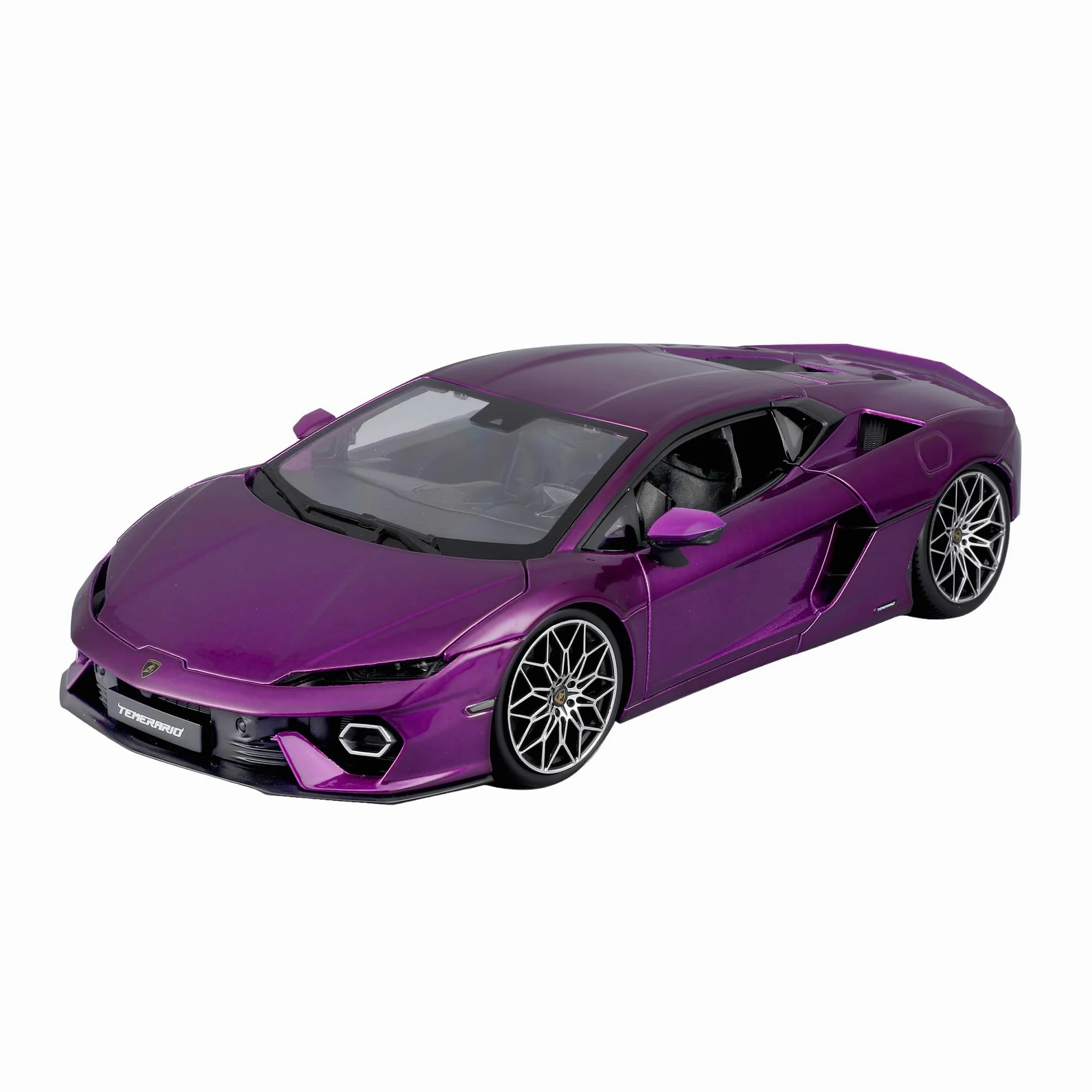 Bburago - Lamborghini Temerario Viola Metallizzato, Auto Diecast in Scala 1:18, Replica Dettagliata con Porte, Cofano e Portabagagli Apribili, Interni Realistici, Età Consigliata 3+ Anni