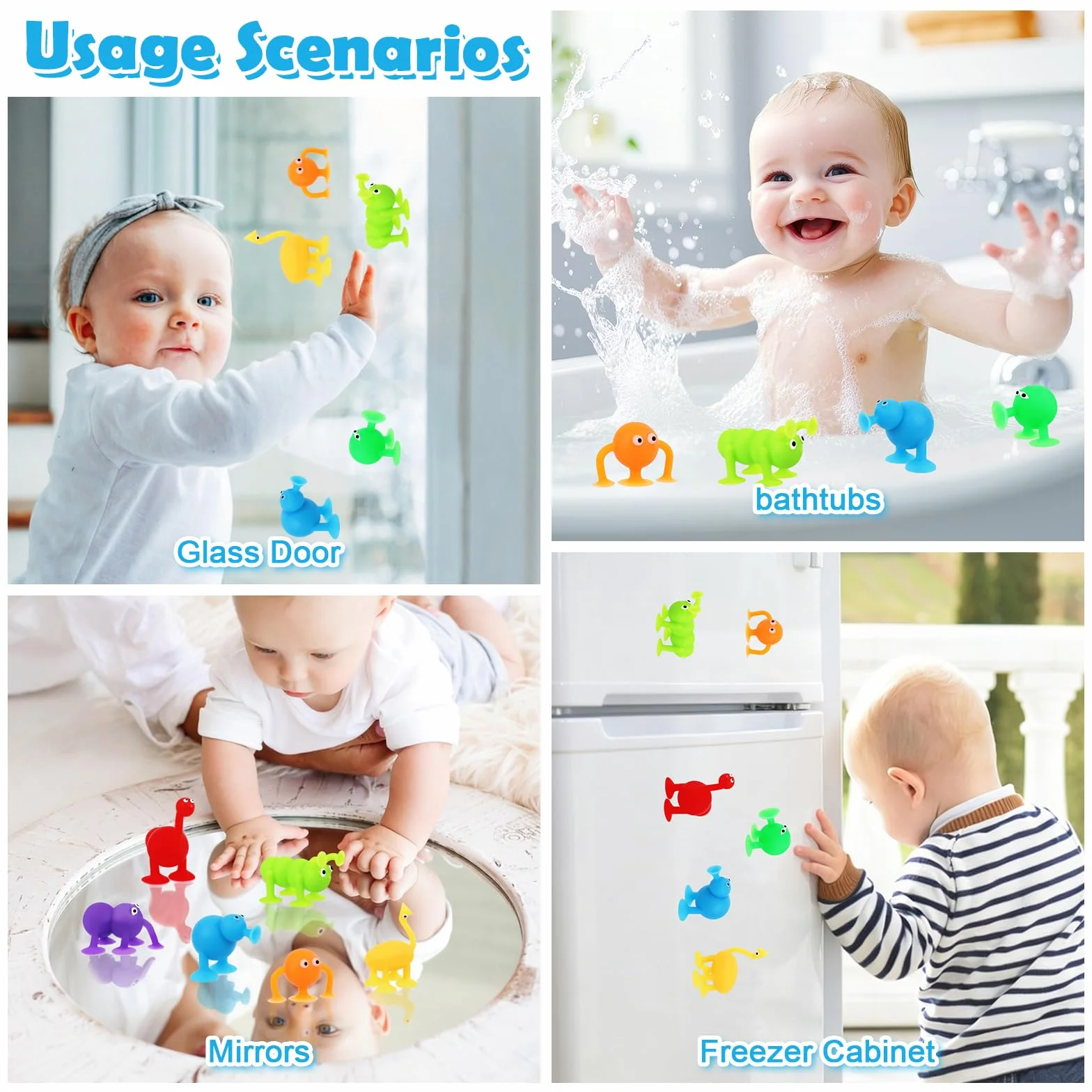 27Pcs Giochi Bagnetto Neonato, Giocattoli Ventosa Bambini Giocattoli Sensoriali Ventose in Silicone Suction Cup Toys, Sucker Toy per Bambini con Organizzatore, Giocattolo Sensoriale Montessor