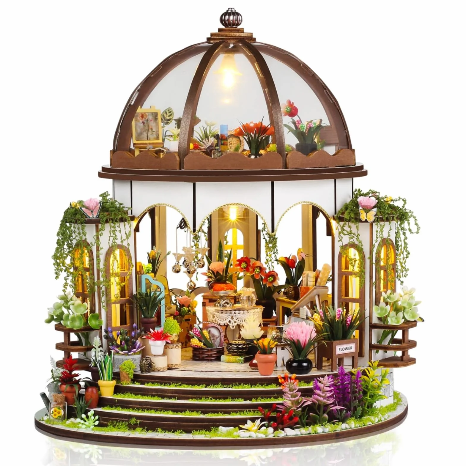 Cuteefun Kit DIY Casa in Miniatura per Adulti da Costruire, Modello di Mini Casa Fai-da-Te con Mobili Copertura e Strumenti, Idea Regali Artigianale Creativi per Il Regalo di Natale(Giardino Cielo)
