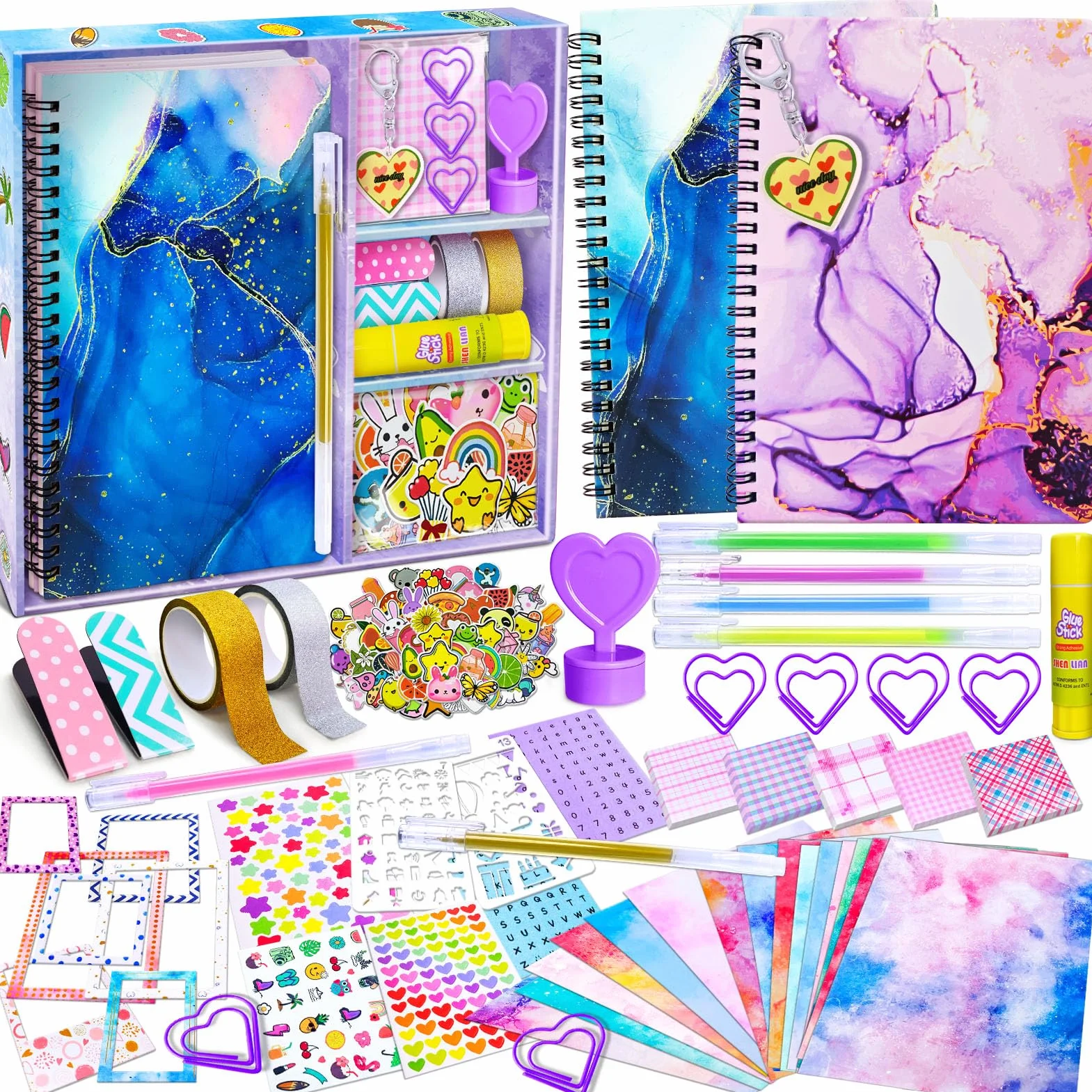 PATIFEED Kit Diario Fai Da Te per Ragazze, Confezione da 2 Set di Diari per Adolescenti, Forniture per Album e Diario per Età 8-14