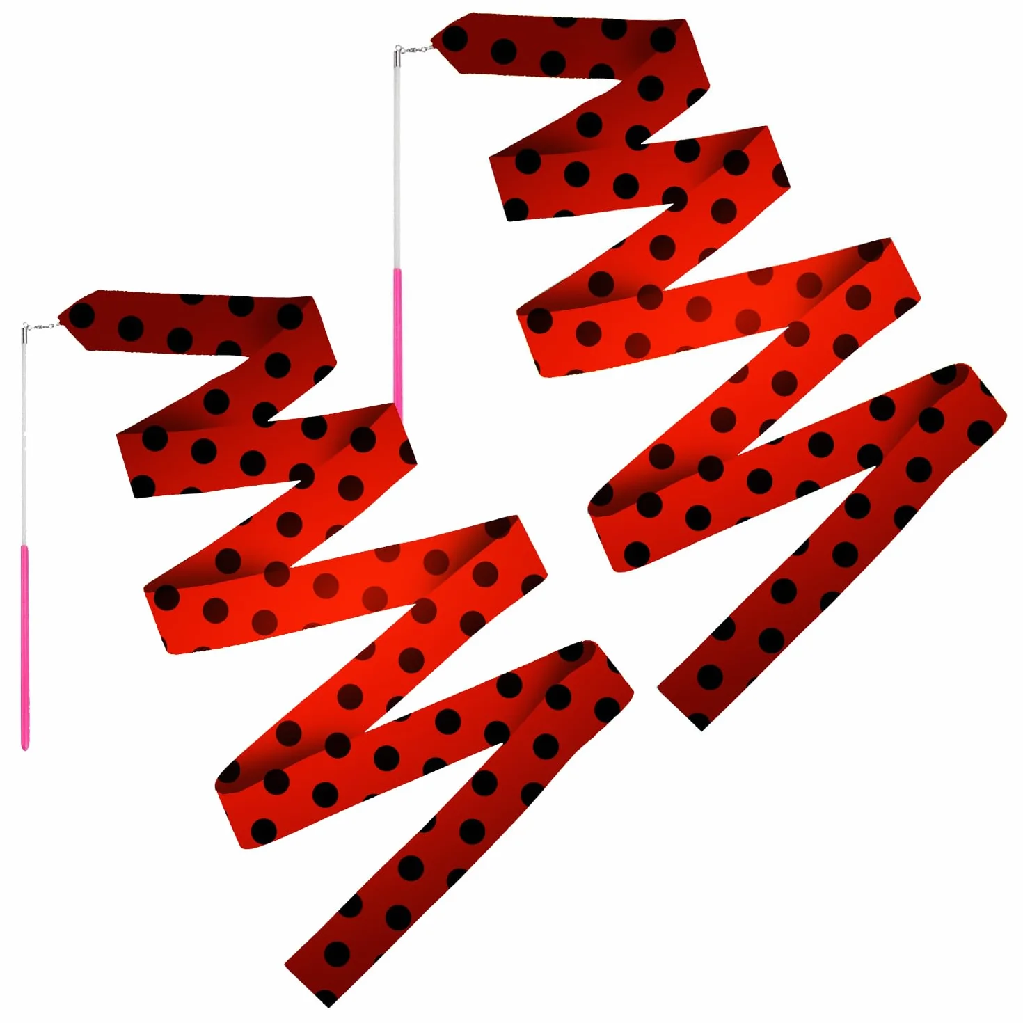 Miraculous Ufficiale – Set di 2 Nastri da Ginnastica Ladybug (2 m) – Motivo Coccinella – per Danza, Ginnastica, Ritmica, Circo, Sport – Accessori Bambini, Competizione, Allenamento – Original Corner