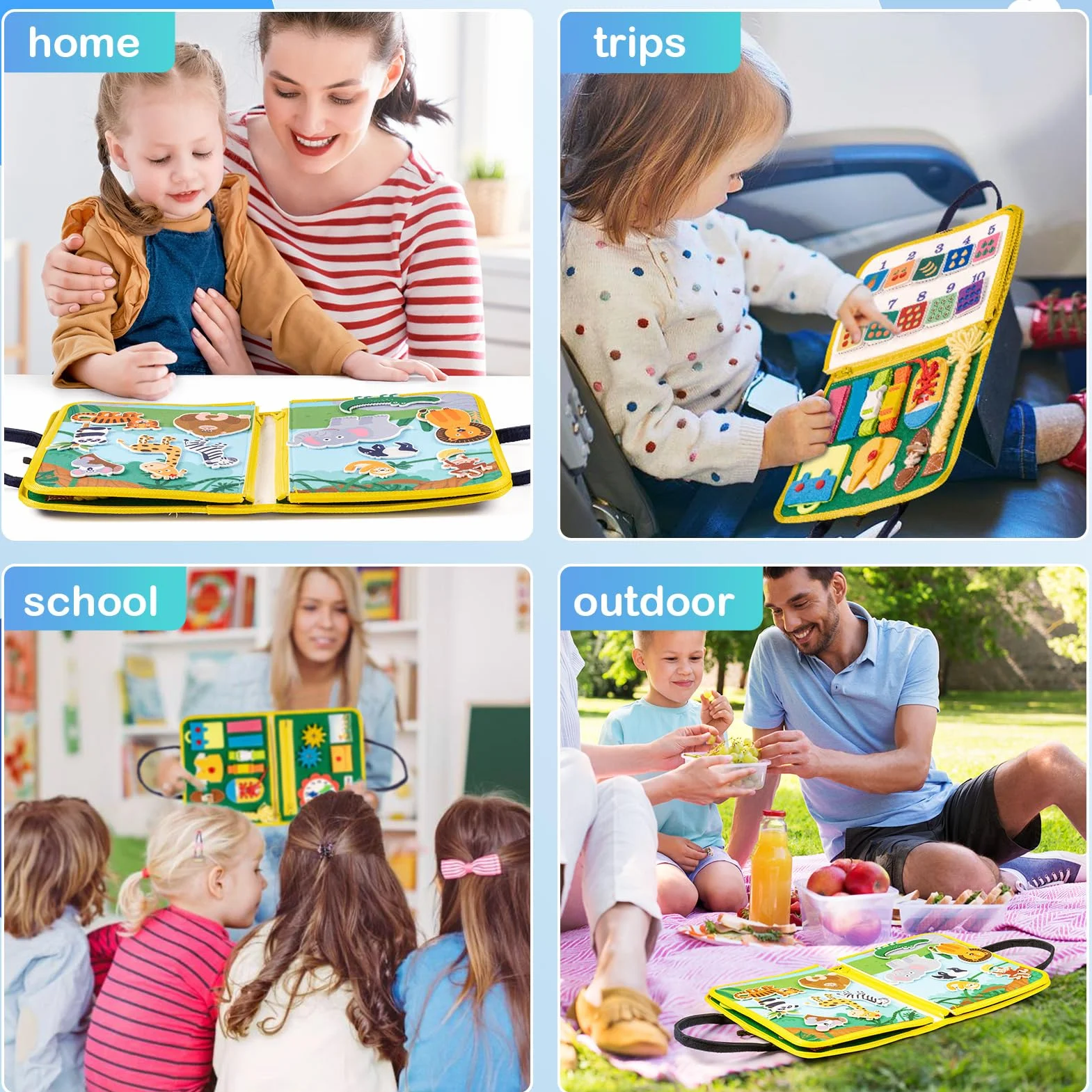 Uping Busy Board Activity Board Montessori Giocattoli Educativi Regalo Bambino Sensoriale Viaggio Auto Aereo