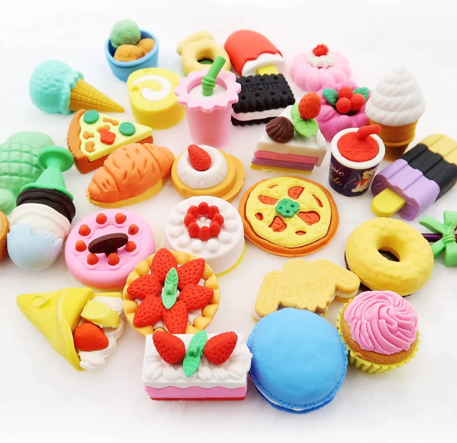 Gomme fantasia, 30 pezzi gomme carine, gomma bambino, gomma fantasia, adatto per compleanno festa dei bambini Festival Capodanno Natale (diversi stili, selezionati a caso)