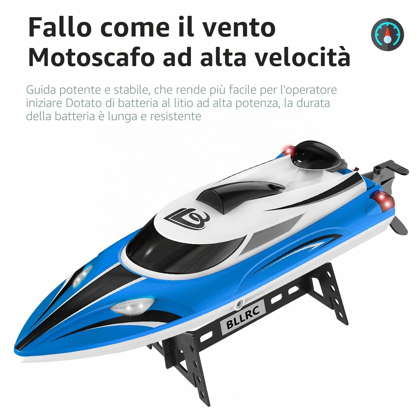 Motoscafo ad alta velocità Telecomando impermeabile Telecomando a bordo Modello di barca Giocattolo Modello di nave elettrica Yacht BLLRC L100 (Blu)