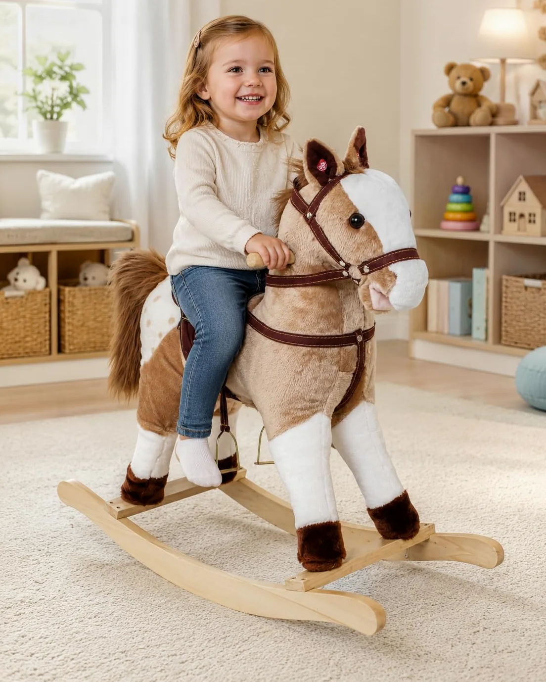 Bayer Chic 2000 - Cavallo a dondolo, a dondolo, marrone chiaro, 75 x 30 x 71 cm