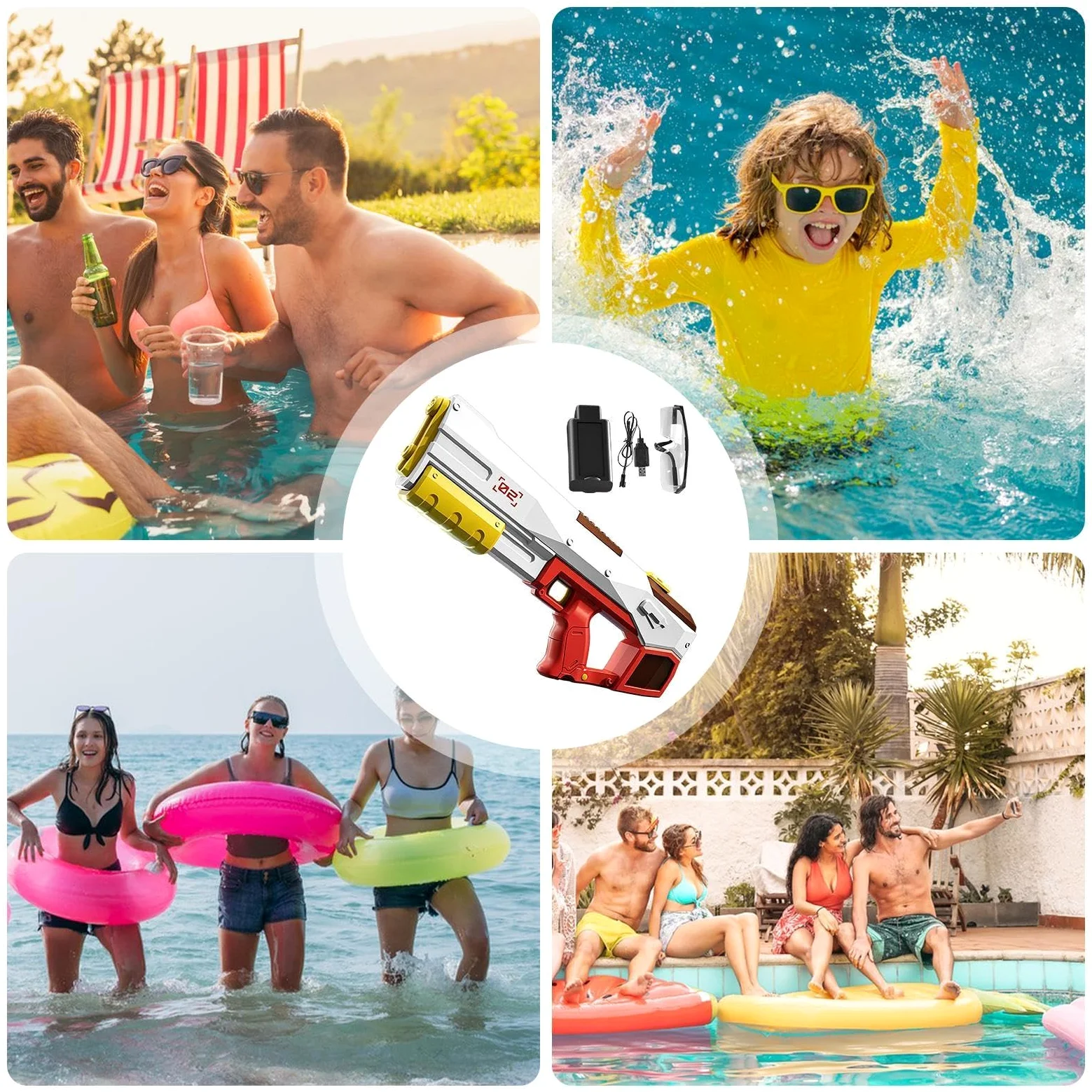 Pistola a spruzzo d'acqua elettrica per bambini, con grande | Spruzzatore elettrico per bambini, per giardino, piscina, viaggi, vacanze, parco, prato, campeggio, ecc