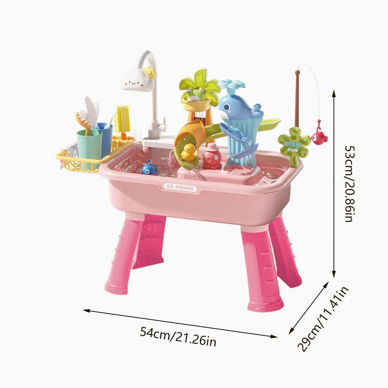 Tavolo Acquatico da Esterno di Pesca Estivo | Giocattolo Con Acqua Corrente Per Maschi Femmine Prescolari Patio Spiaggia Campeggio Casa Bagno Sala Giochi Vacanze