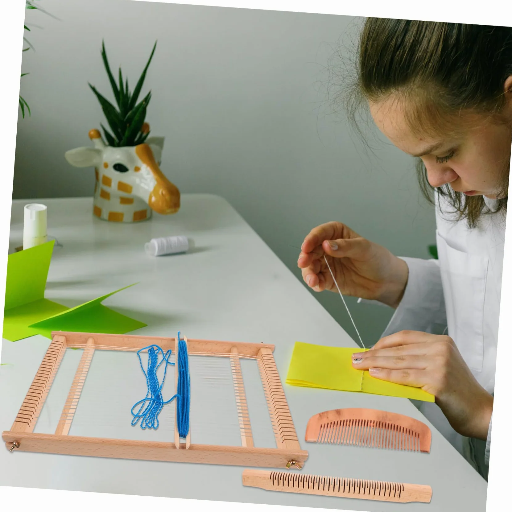 NUOBESTY Telaio per Tessitura in Legno Telaio Fai da Te Facile da Usare per Principianti e Appassionati di Tecniche Artigianali