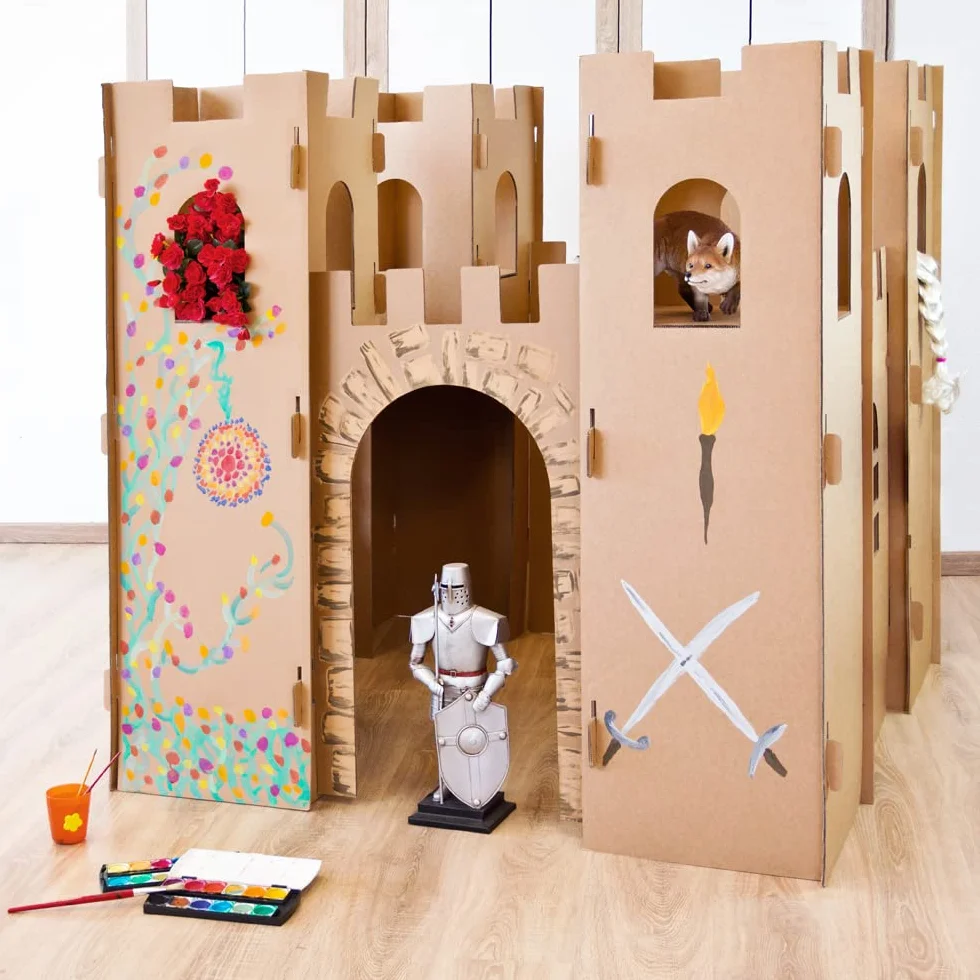 Kingpower Casetta per Bambini Castello del Cavaliere Gioca Castello Artigianato Scatola Castello casa di Cartone casa di Cartone casa dei Bambini per colorare