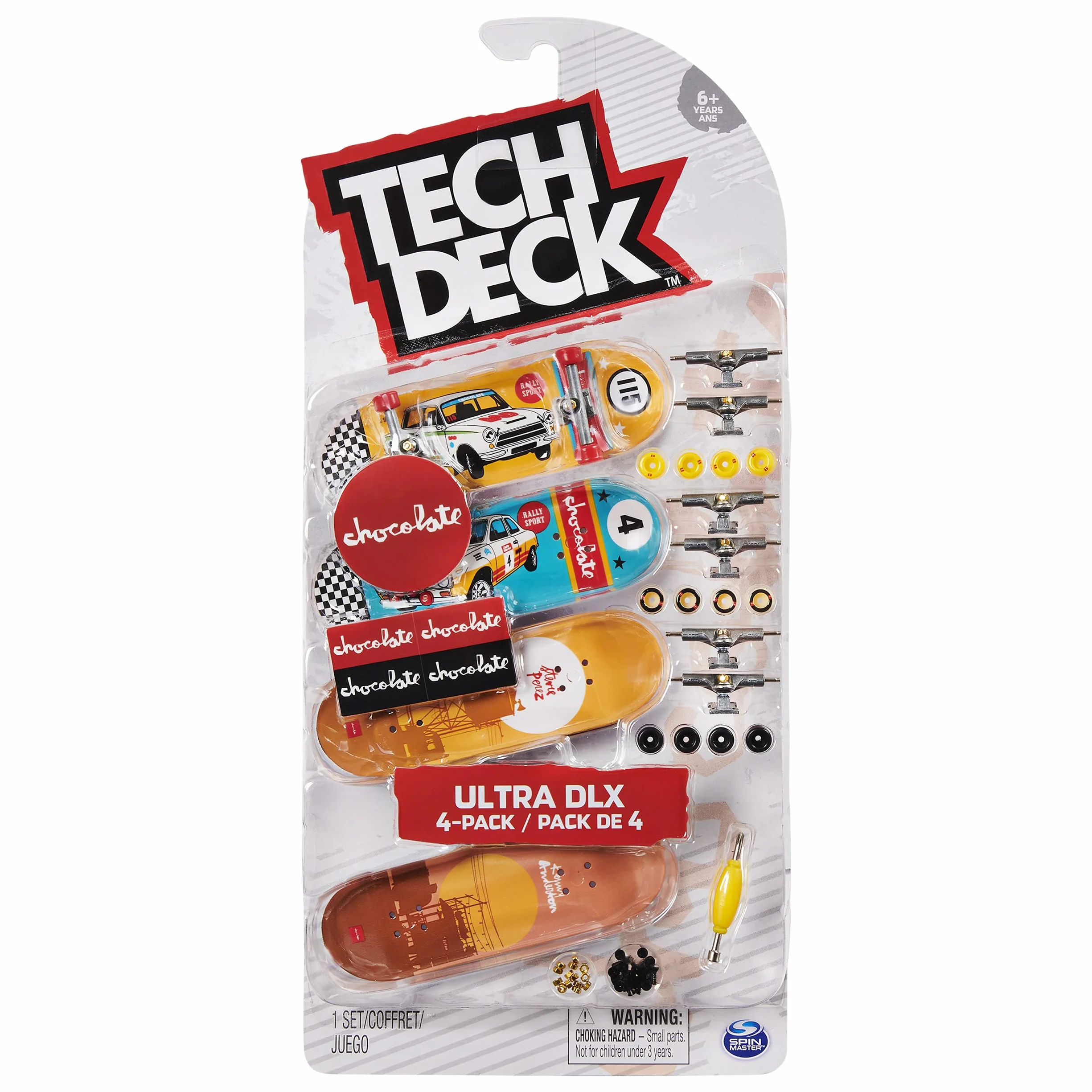 Tech Deck, Giochi Olimpici Parigi 2024, Set da 4 Fingerboard Ultra DLX, Mini Skateboard da Collezione Personalizzabili, Giocattoli per Bambini da 6 Anni in su (pacchetto può variare)