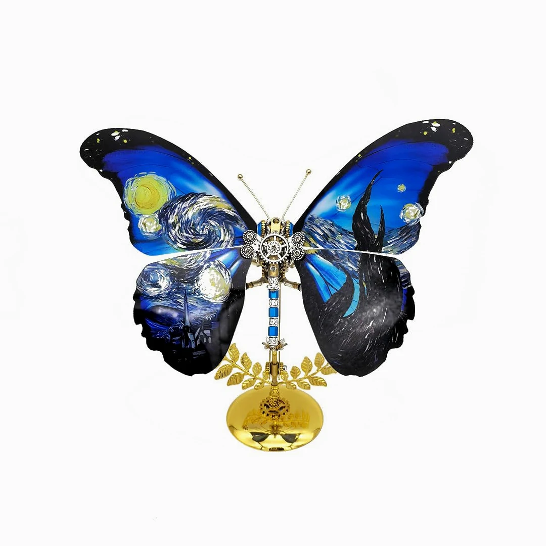 Kit modello farfalla puzzle in metallo 3D, 100 pezzi, fai da te, steampunk, meccanico, modello a farfalla con ali regolabili, decorazione artistica creativa da scrivania, regalo per adulti