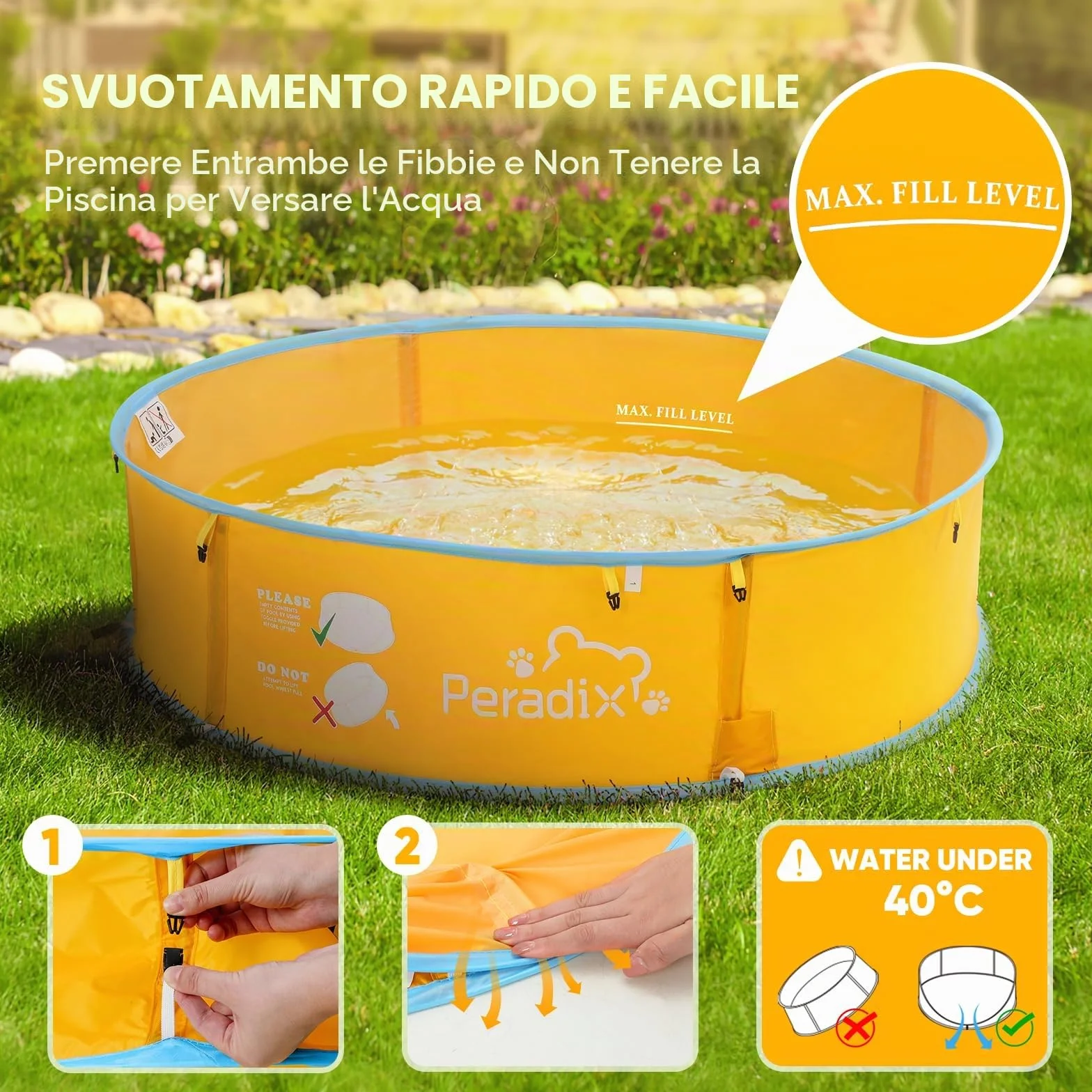 Peradix Piscina per bambini 4 in 1, con protezione dai raggi UV, tenda da spiaggia con zanzariera, tenda da gioco portatile, per la protezione solare estiva per anni (blu e giallo)