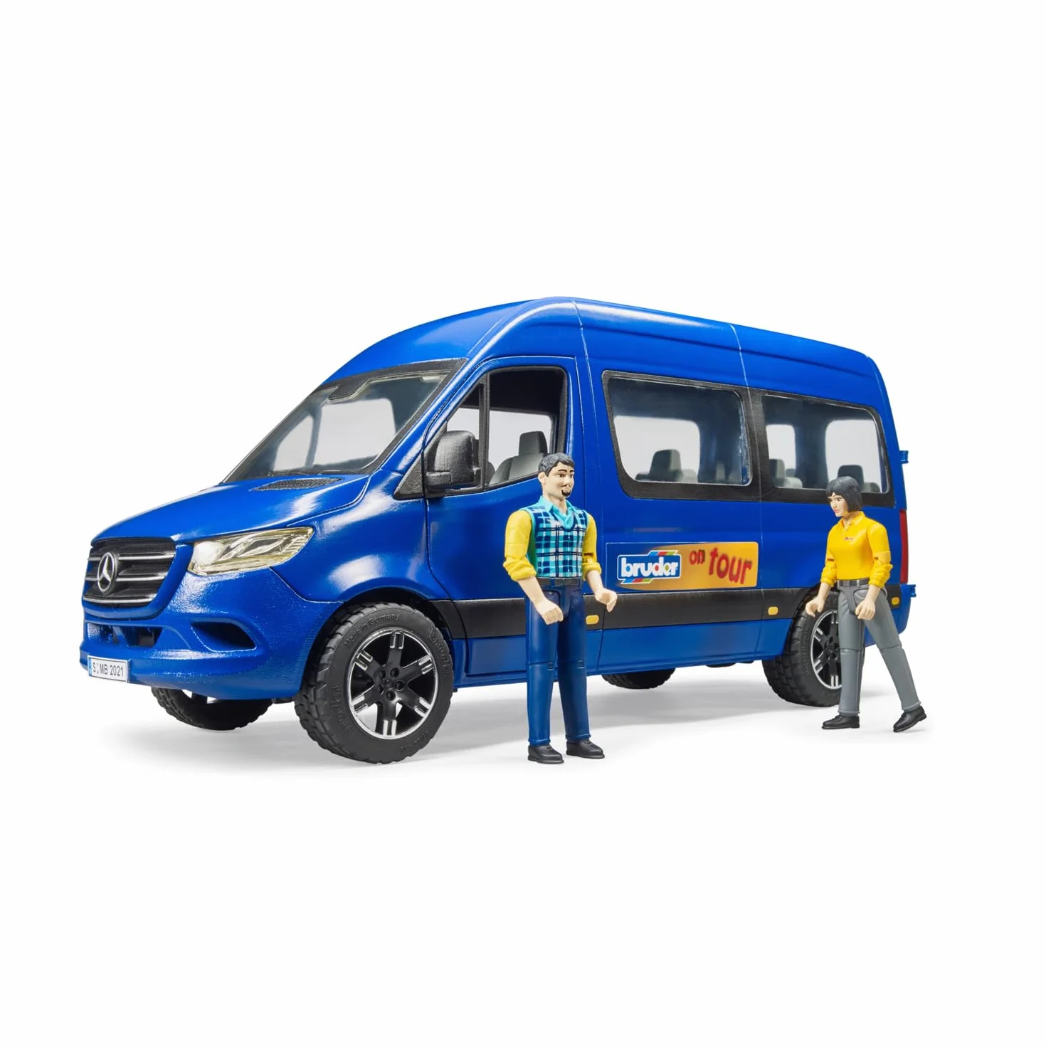bruder 02670 - MB Sprinter Transfer con autista e passeggero, veicolo, autobus, trasportatore, figura giocattolo