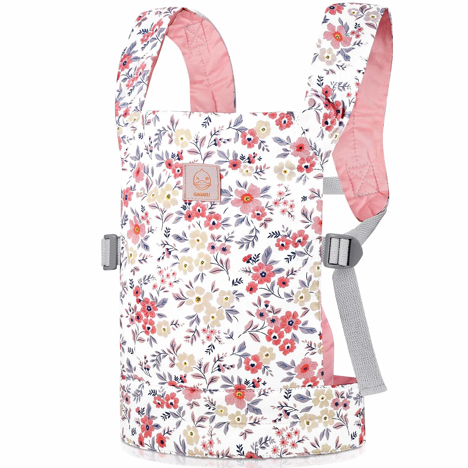 GAGAKU Porta Bambole Anteriore e Marsupio per Bambole, Accessori per Bambole in Cotone con Animali di Peluche, Porta Bambole con Cinghie Regolabili per Bambine - Fiore di Prugna