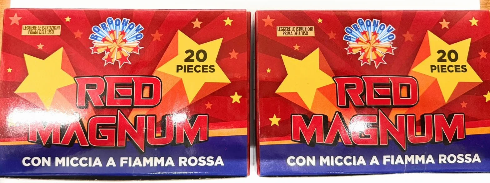 Petardi Red Magnum Categoria 1 (K1) con Miccia Rossa a Fiamma – 2 Confezioni da 20 Pezzi (Totale 40) – Petardi Pirotecnici Sicuri e Certificati CE per Capodanno, Feste, Eventi e Scoppio Sonoro
