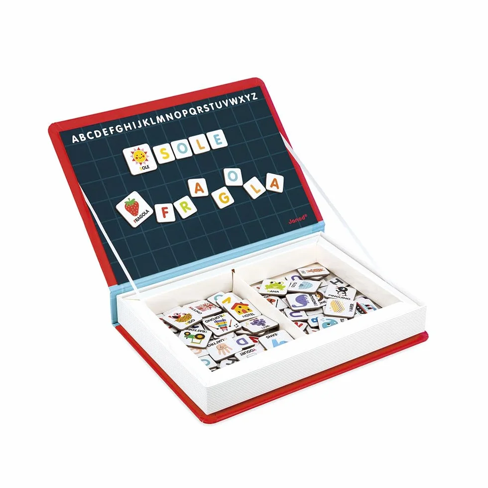 Janod - Magneti'Book Alfabeto - Gioco Educativo Magnetico 142 Pezzi - Versione Italiana - da 3 Anni, J02594