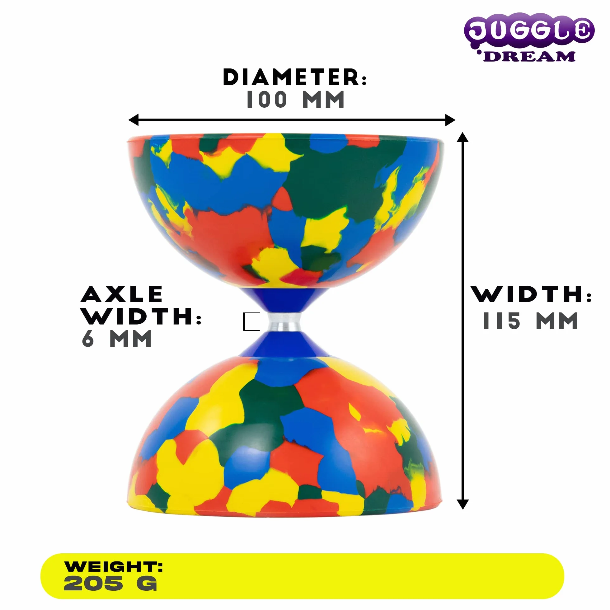 Juggle Dream Jester Diabolo Set da Giocoliere con Bacchette in Fibra e Video di Apprendimento Online, Giocattolo da Giocoleria (Multicolore)