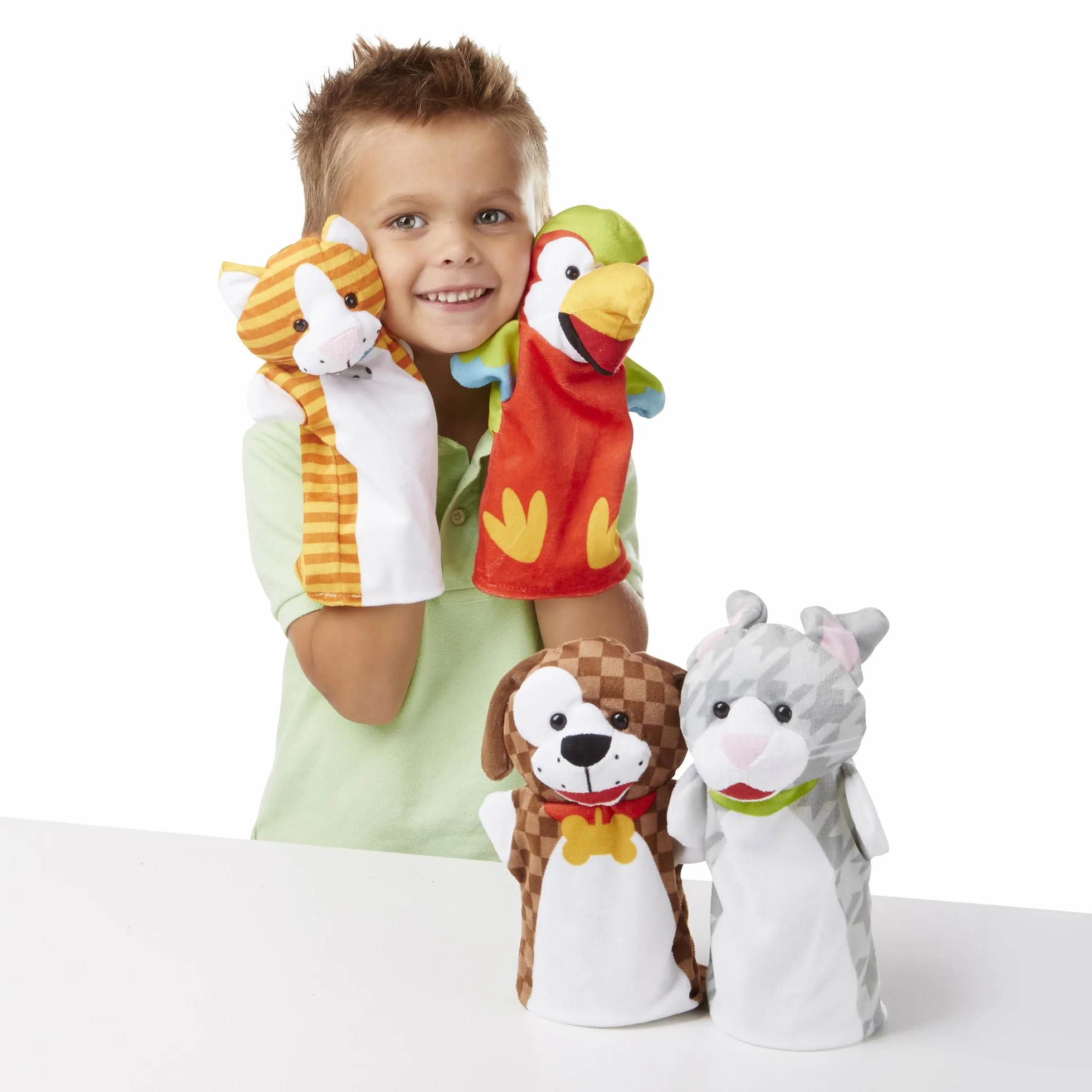 Melissa & Doug Marionette da Mano con Animali, Burattini in Stoffa, Regalo Educativo per Bambini 2+ Anni