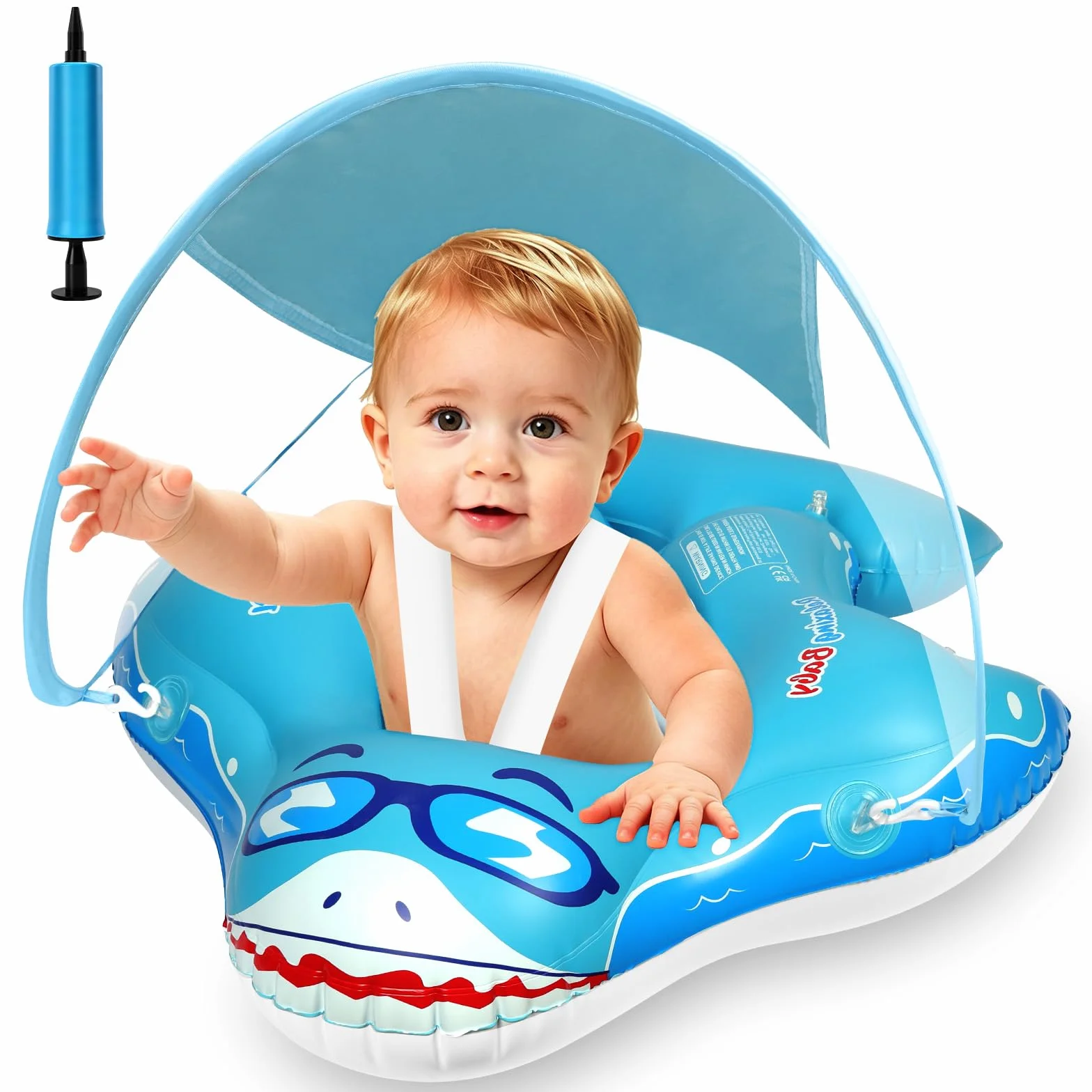 Aolso Salvagente Neonato con Parasole, Salvagente Neonato, Ciambella Neonatos Mare, Salvagent per Bambini Adatto per Bagno, Piscina, Mare, Salvagentes Galleggiante da 12 a 36 mesi