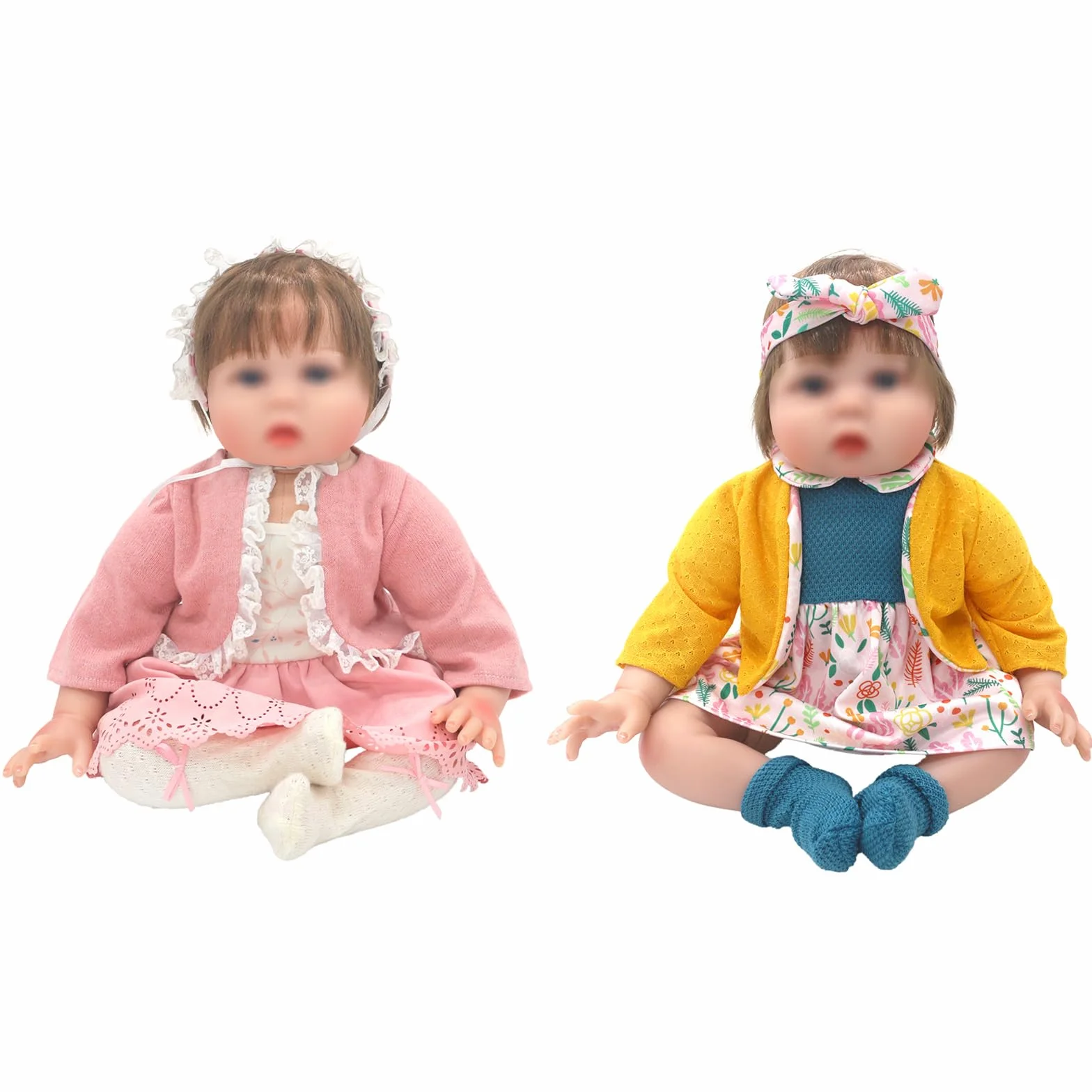 Vestiti per bambole da 50 a 55 cm, con fascia, vestito e calze, confezione da 2