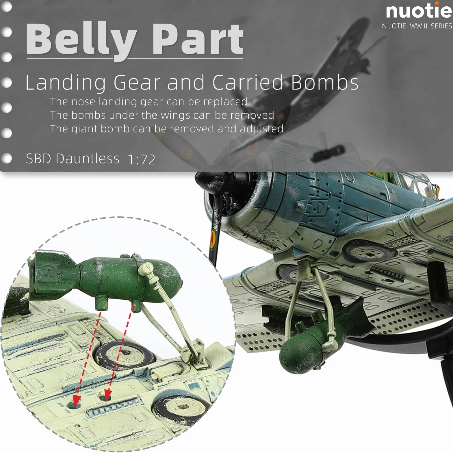 NUOTIE Douglas SBD-2 Dauntless Dive Bomber Model Aereo da Guerra Seconda Guerra Mondiale Midway 1/72 Metall Fuso Pressione