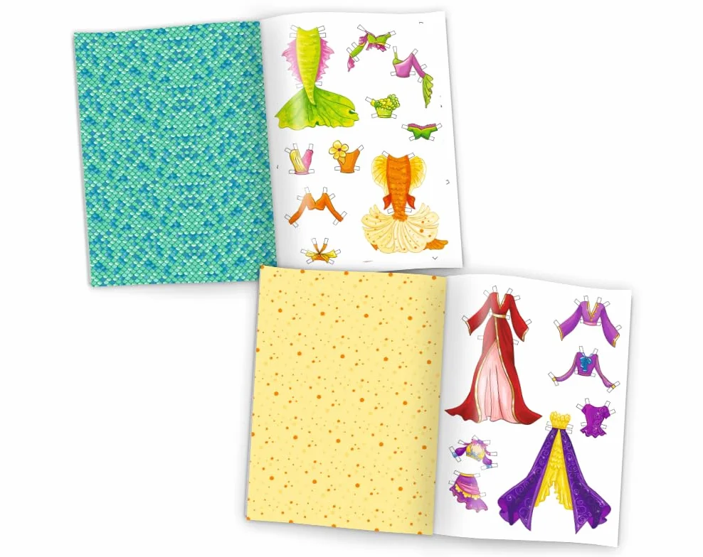 Bambole da ritagliare in carta per bambole di carta (4 bambole/sirene) con vestiti da indossare