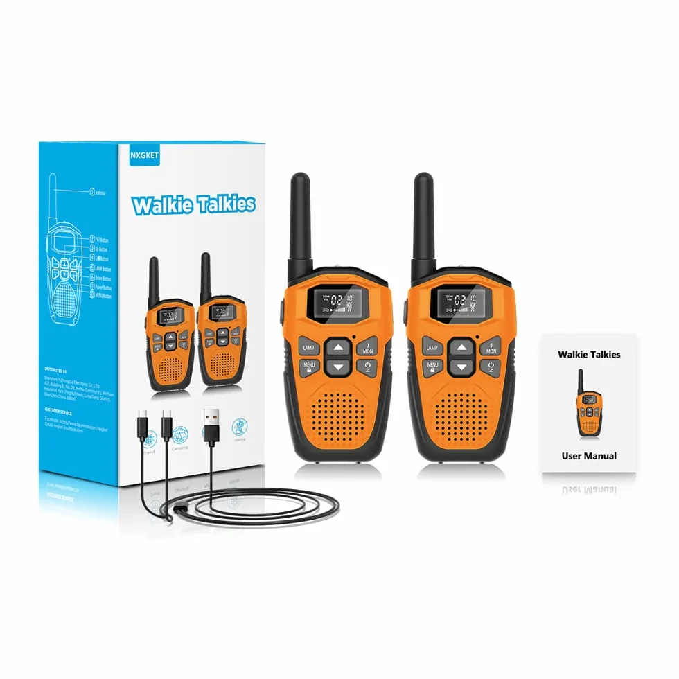 Walkie-Talkie Bambini Ricaricabili NXGKET 16 Canali USB-C Torcia Gioco Campeggio
