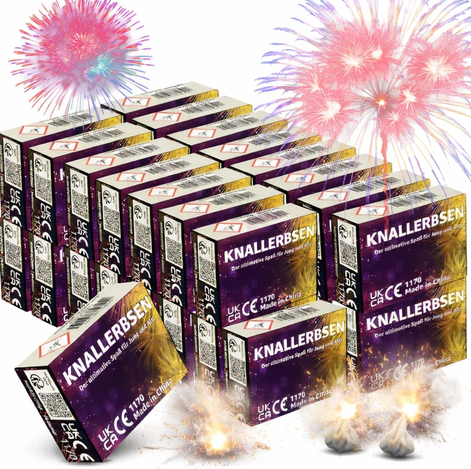 TK Gruppe Timo Klingler 1000 X Knallerbsen Knallteufel Knallfrösche Knaller Fuochi d'artificio Silvester Cat. F1 display per ragazzi e bambini Fuochi d'artificio 2021 (1000x)