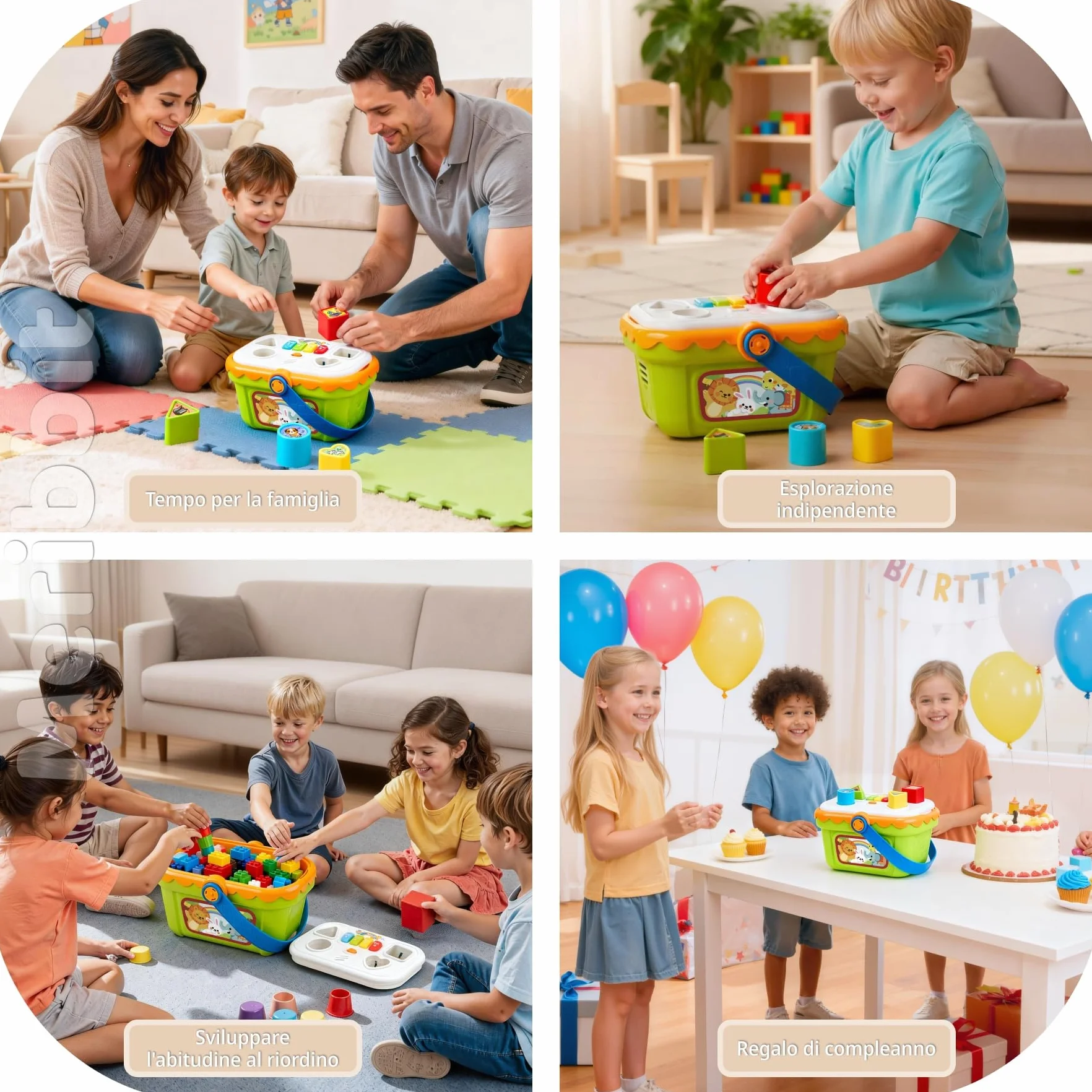 Giocattoli Sensoriali, Scatola Musicale con Forme da Incastro per Bambini 1-3 Anni, Giochi Educativi per 2 Anni con Luci e Pianoforte, Regalo per 1 2 3 Anni