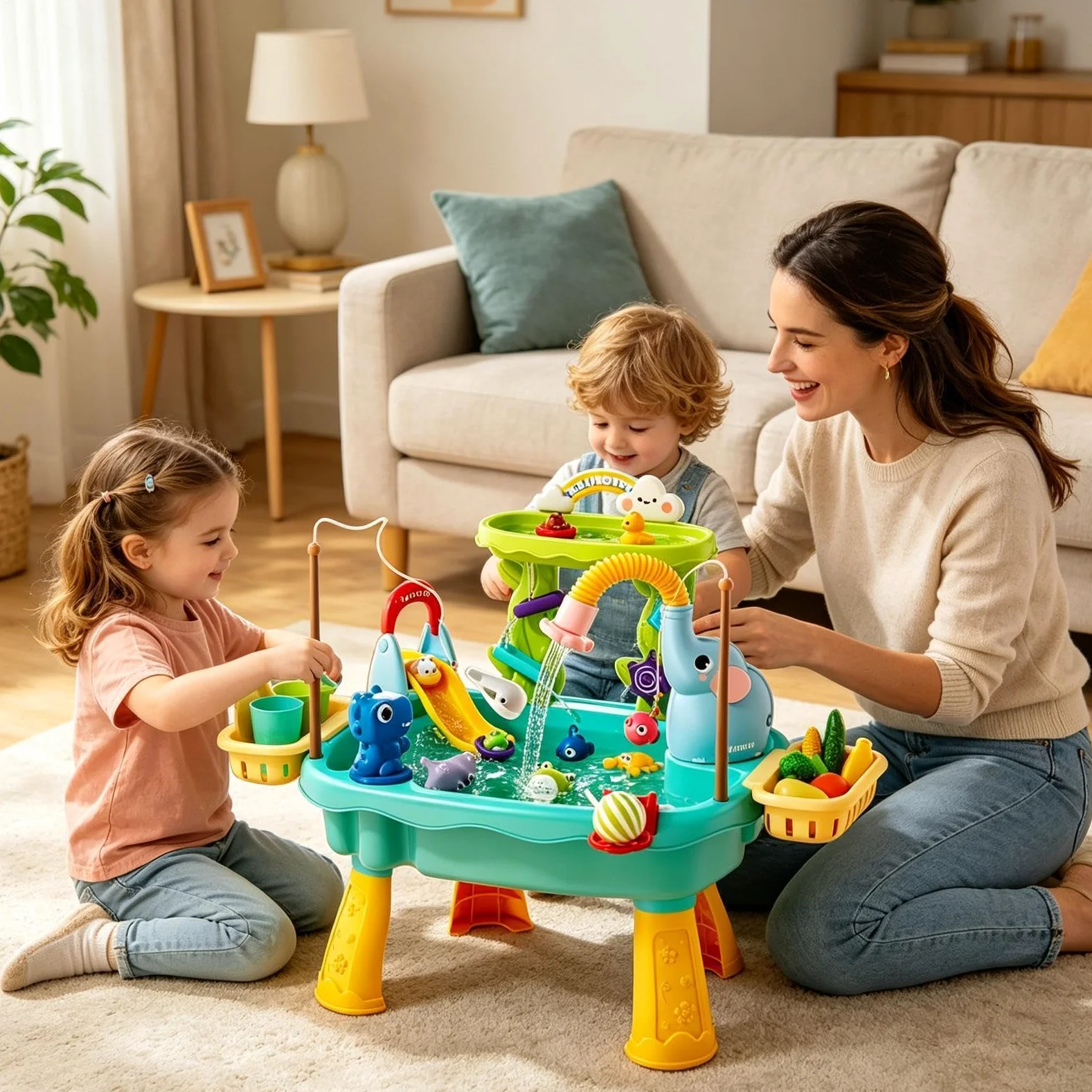 Tavolo Acqua Giocattoli Da Pesca Con Pompa Elettrica | Giocattolo Cucina per Bambini e Bambine Piccoli Patio Spiaggia Campeggio Asilo Casa Bagno Sala Giochi Vacanza Compleanno