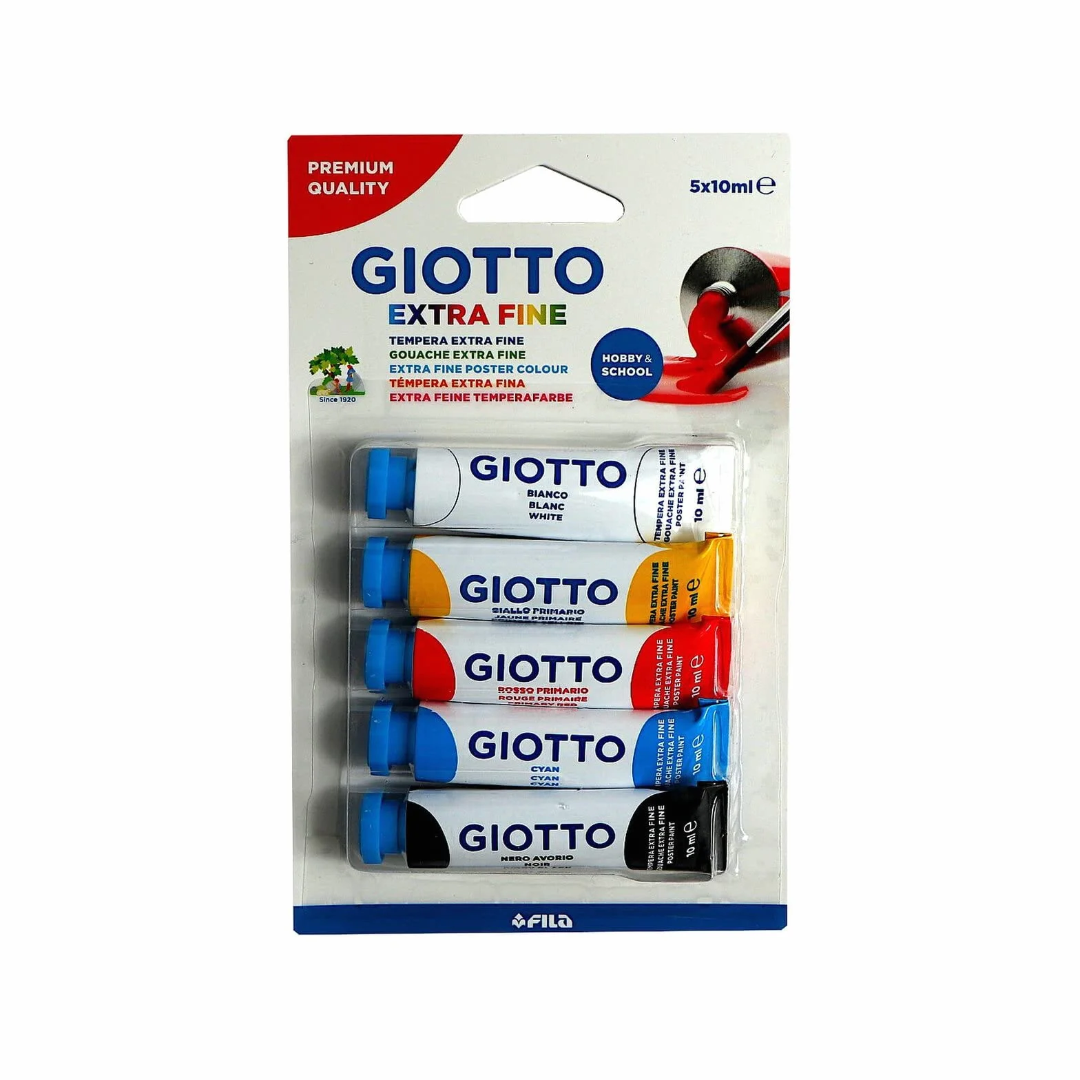 Giotto Colori a tempera, colori primari, 5 Tubetti