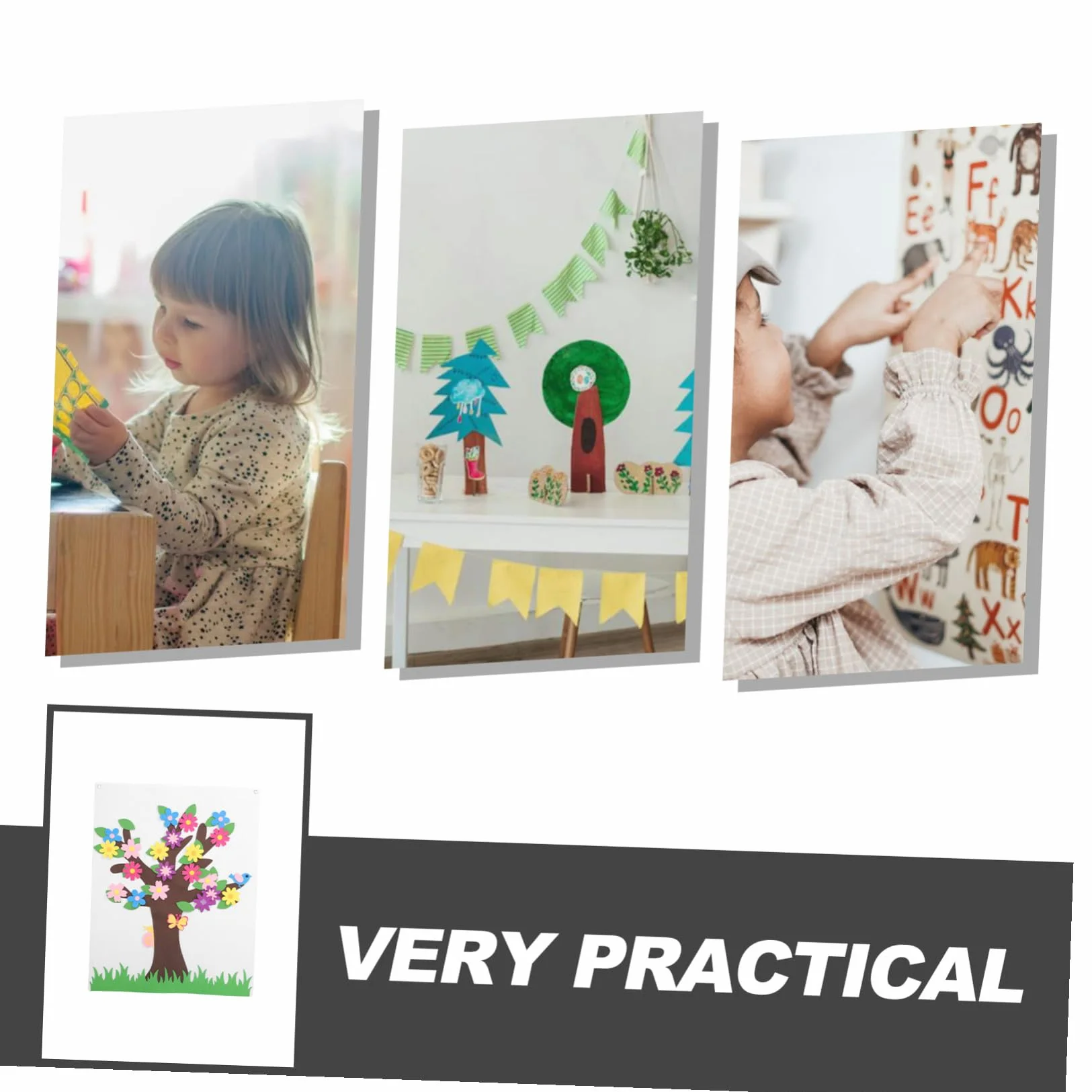 Hemobllo Set Pannolenci per Bambini Albero e Fiore, Lavagna DIY per attività Educative Senza Schermo, Decorazione Murale per Scuola Materna e Cameretta